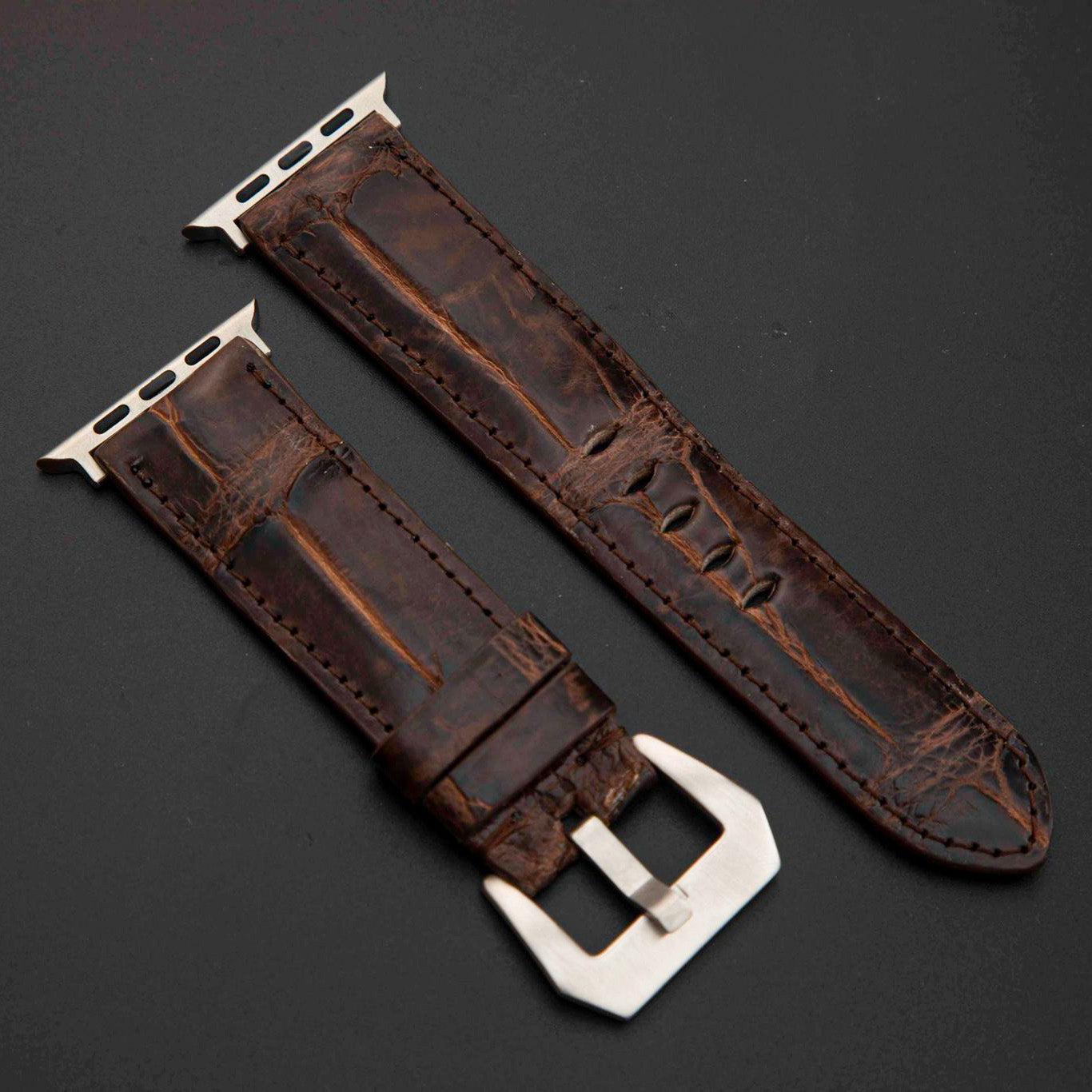 BROWN CROCODILE BELLY LEATHER STRAP