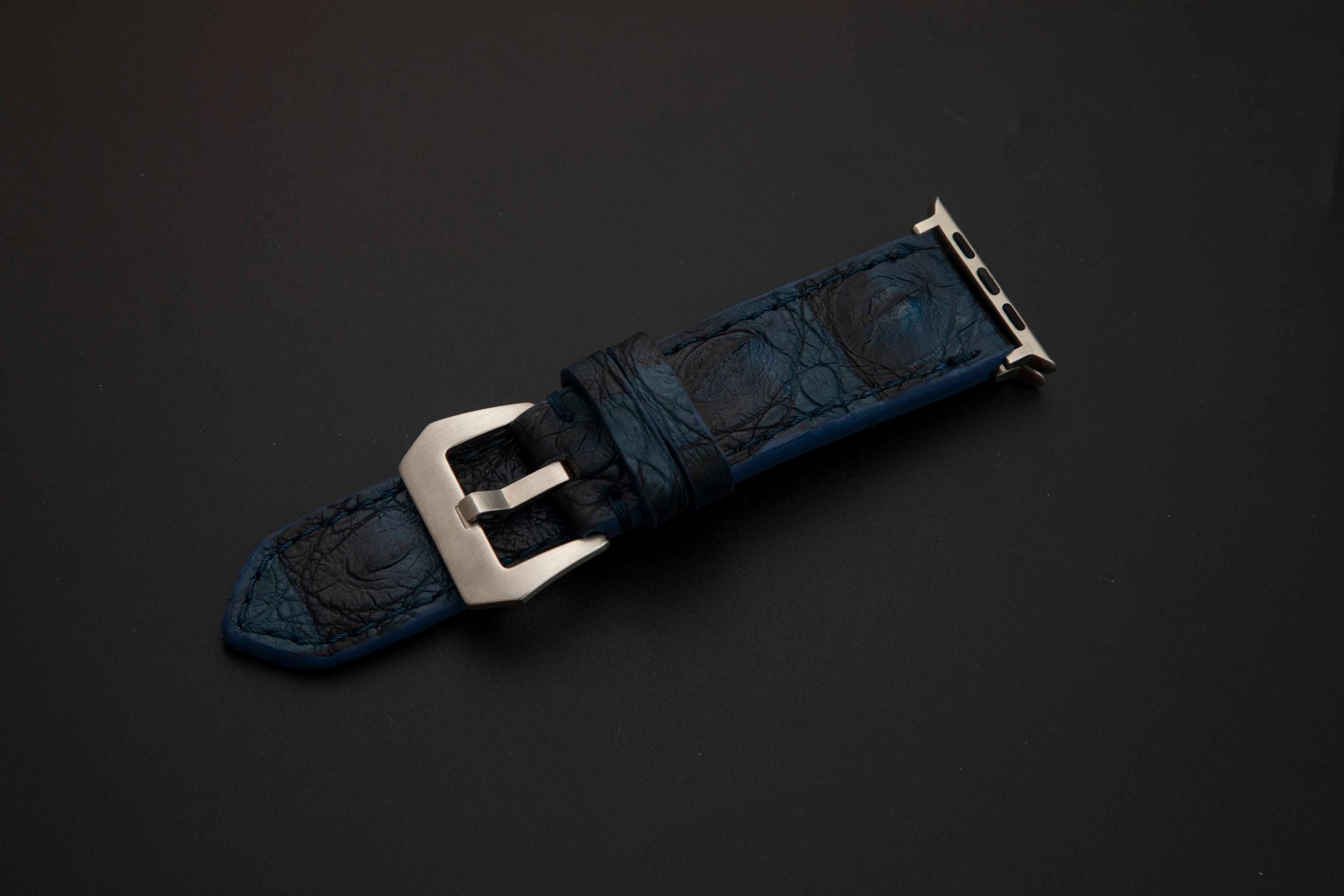 BLUE&BLACK CROCODILE HORNBACK LEATHER STRAP