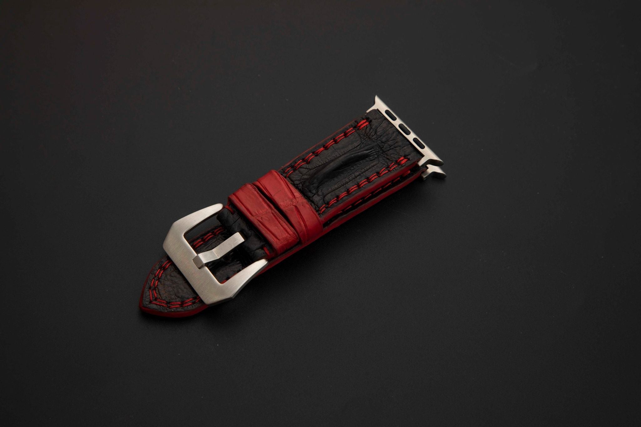 BLACK CROCODILE HORNBACK LEATHER STRAP - Lac Crado 