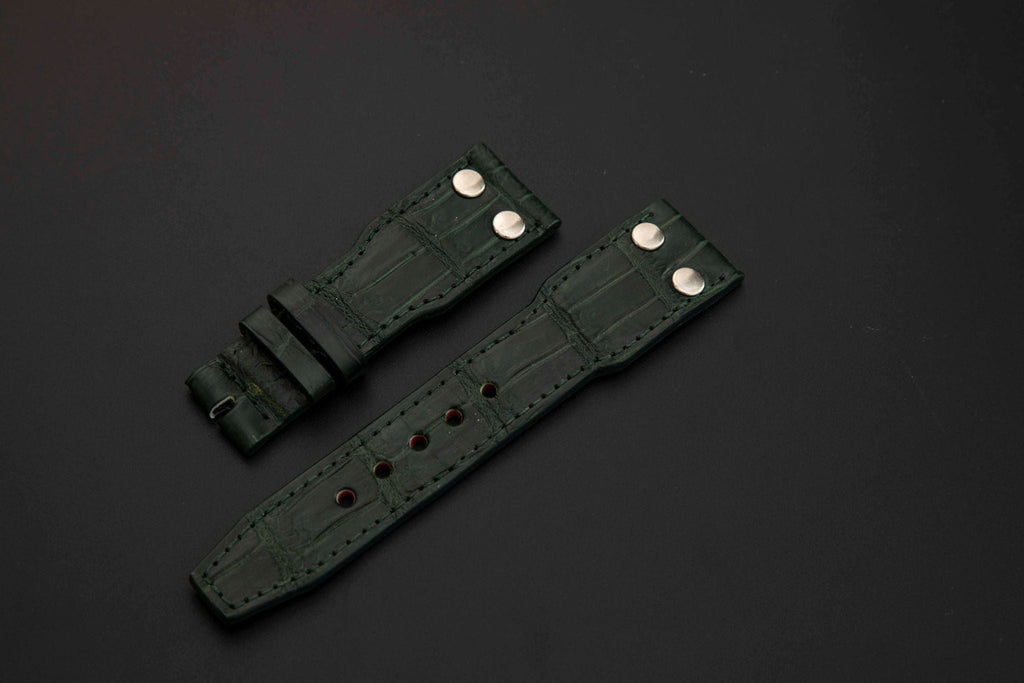 GREEN CROCODILE BELLY LEATHER STRAP