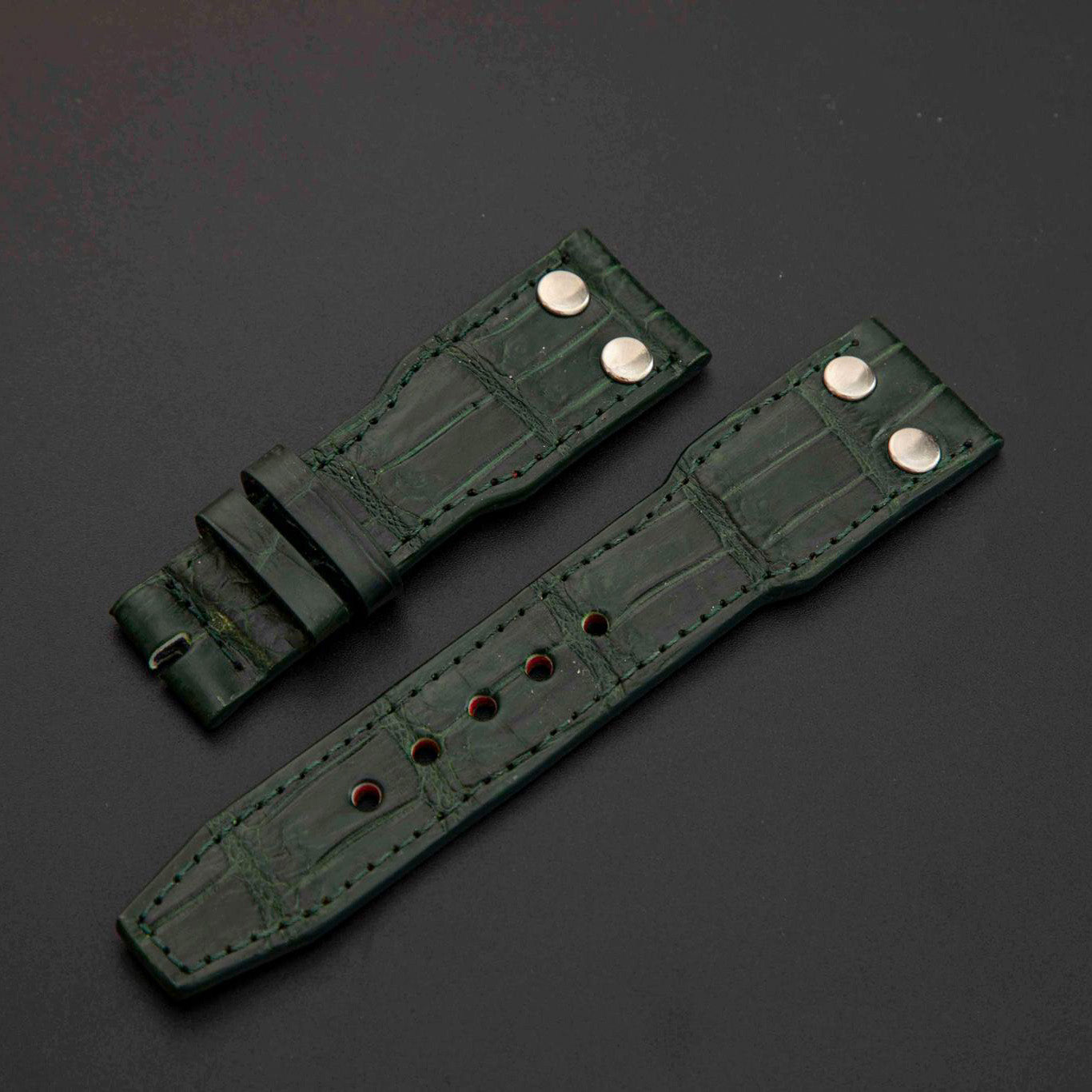 GREEN CROCODILE BELLY LEATHER STRAP