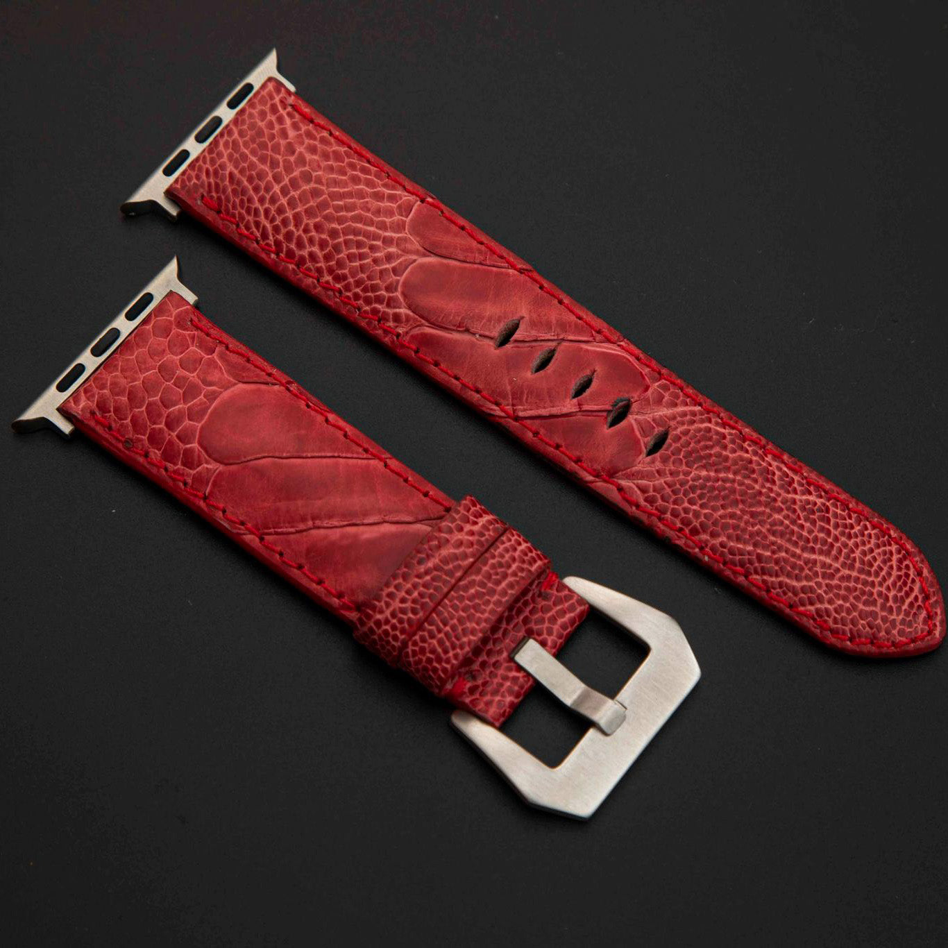 RED OSTRICH LEATHER STRAP