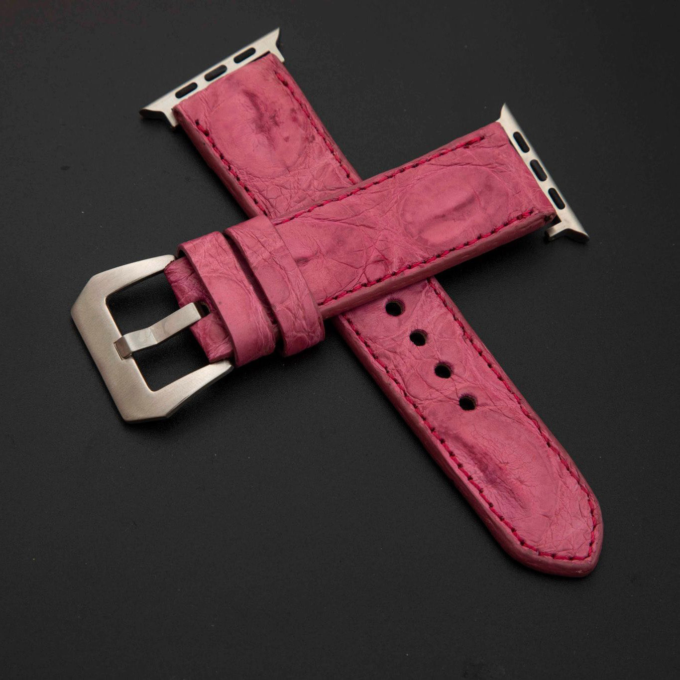 PINK CROCODILE HORNBACK LEATHER STRAP