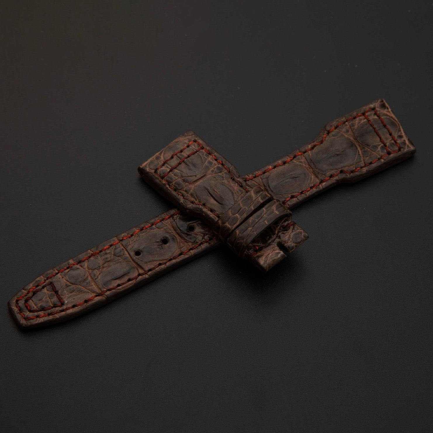BROWN CROCODILE BELLY LEATHER STRAP