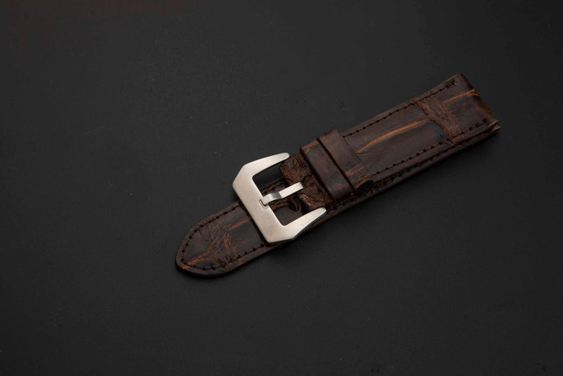 BROWN CROCODILE BELLY LEATHER STRAP