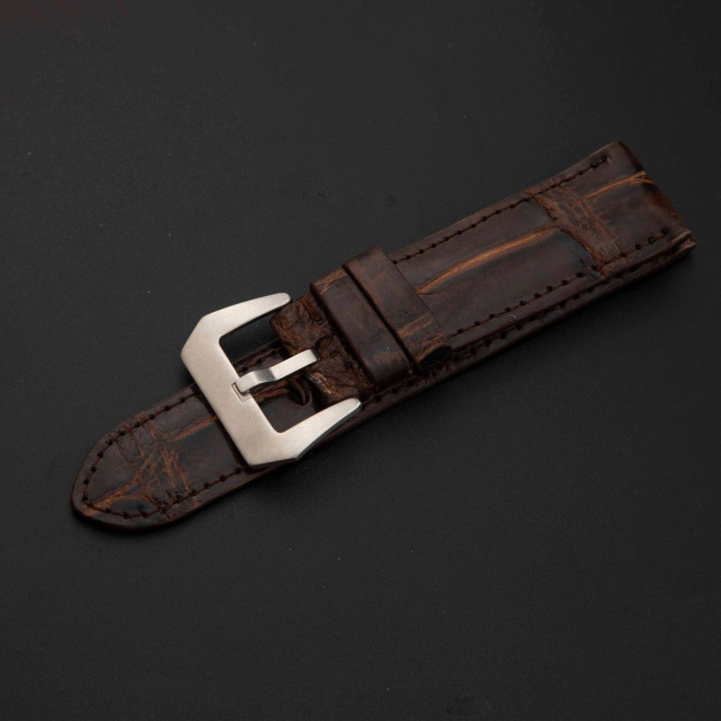 BROWN CROCODILE BELLY LEATHER STRAP