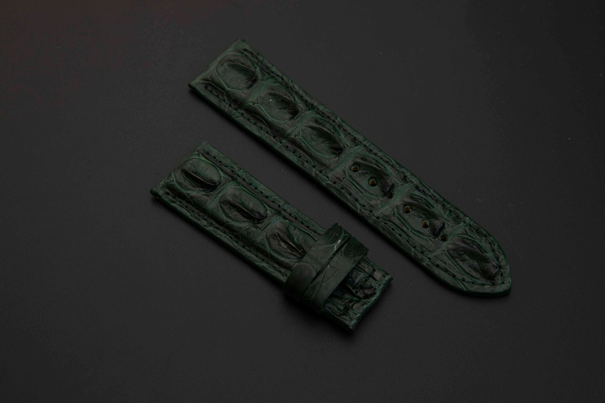 GREEN CROCODILE HORNBACK LEATHER STRAP