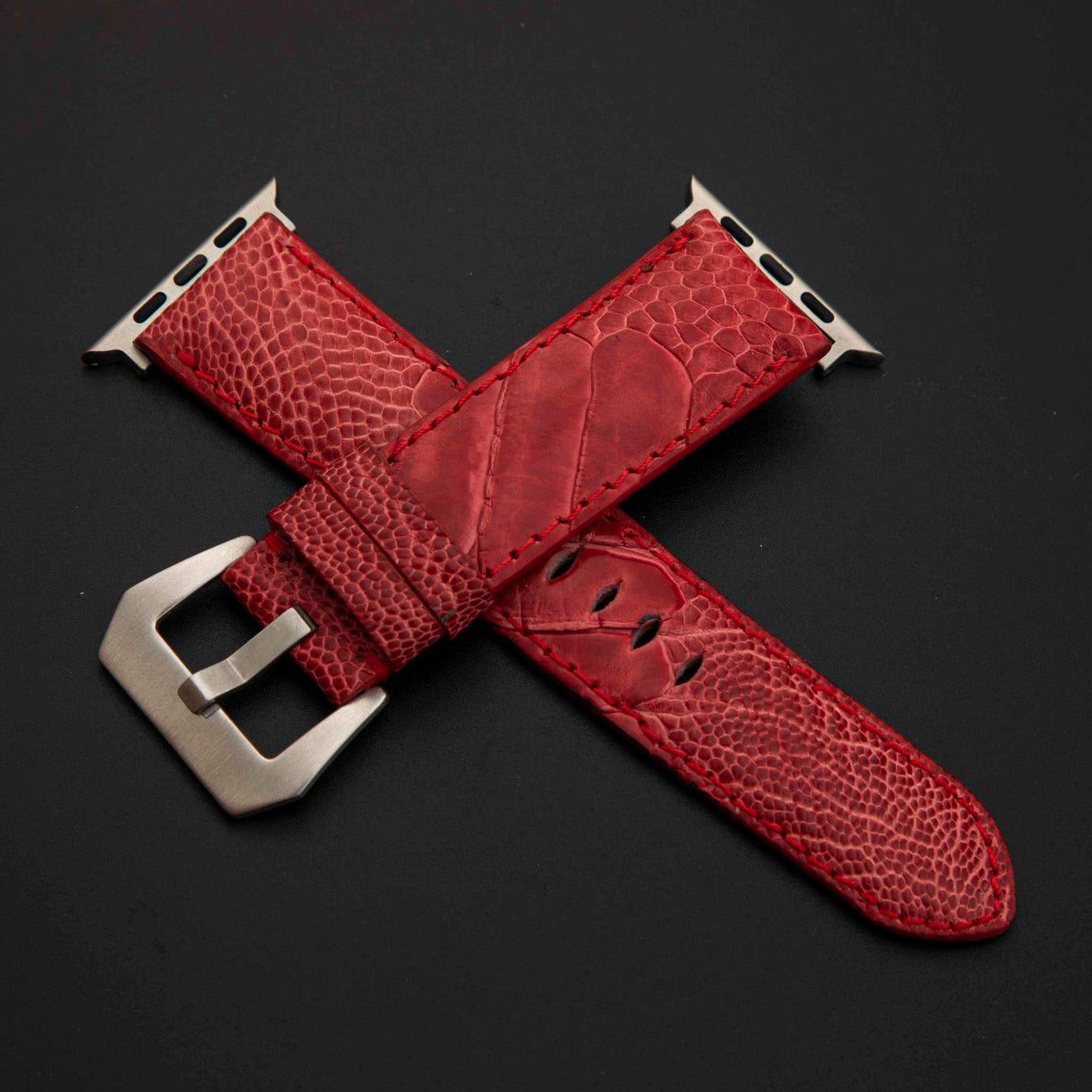 RED OSTRICH LEATHER STRAP