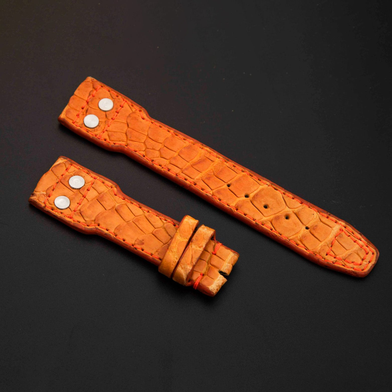 ORANGE CROCODILE HORNBACK LEATHER STRAP