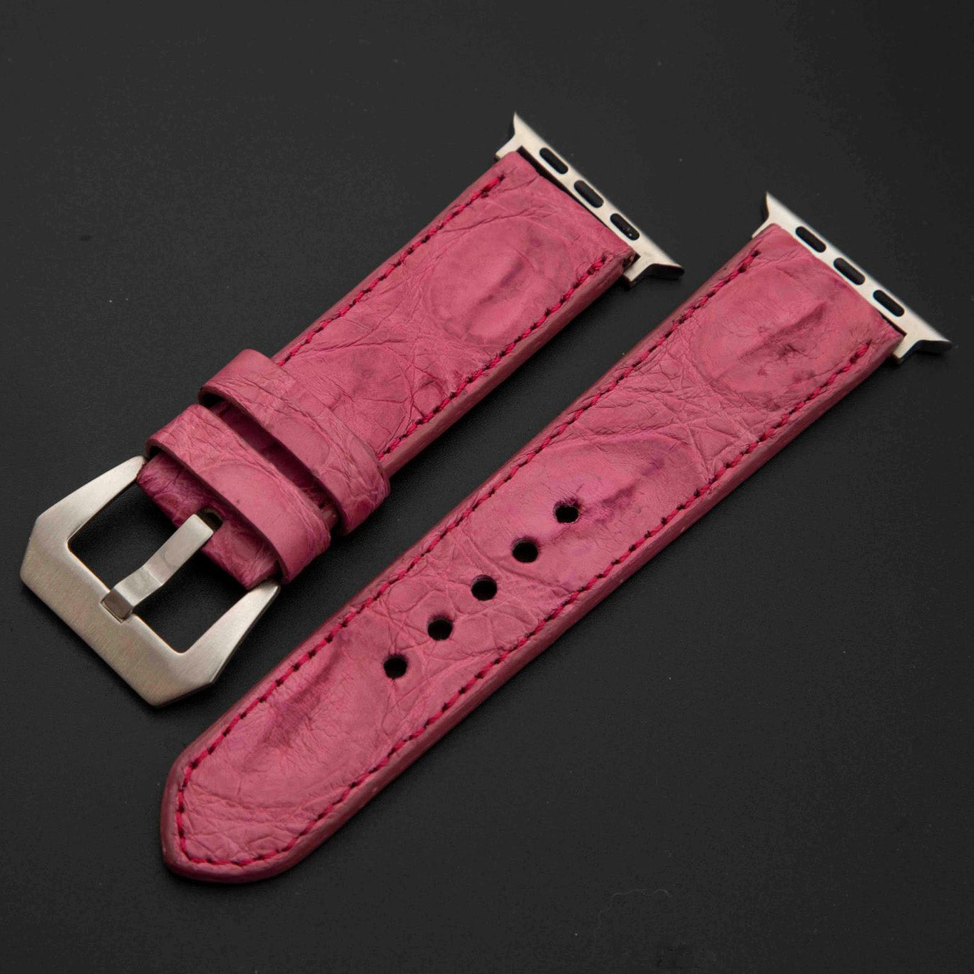 PINK CROCODILE HORNBACK LEATHER STRAP
