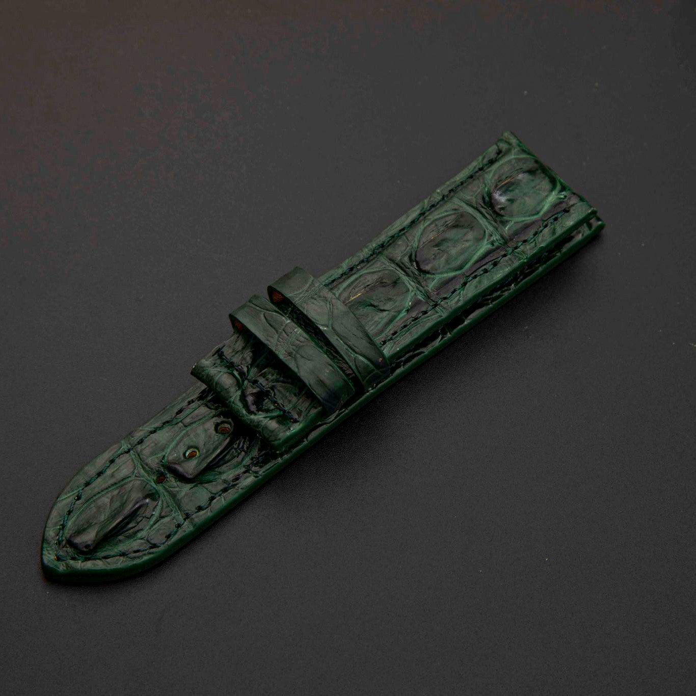 GREEN CROCODILE HORNBACK LEATHER STRAP