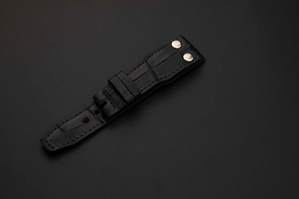 BLACK CROCODILE BELLY LEATHER STRAP - Lac Crado 