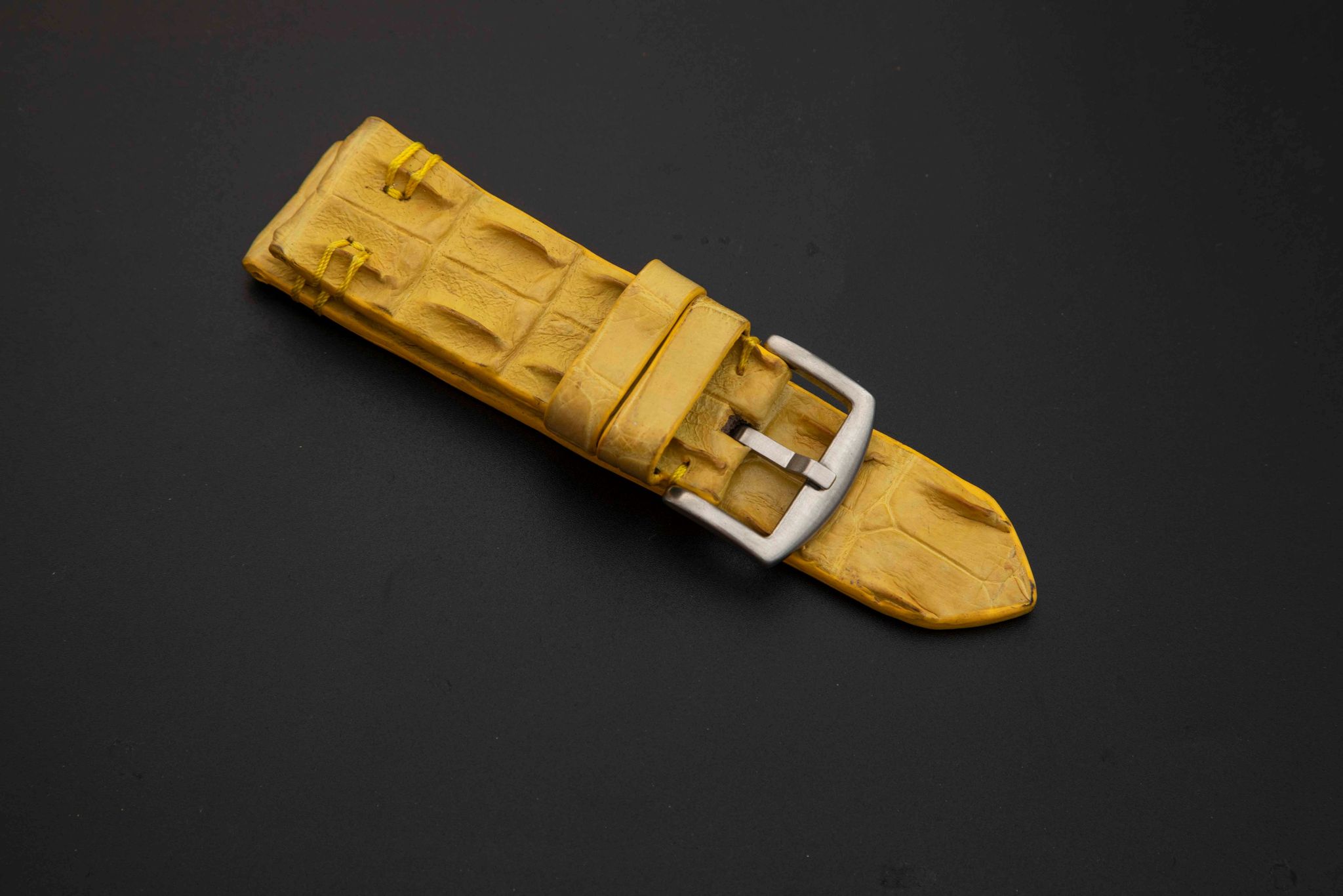 YELLOW CROCODILE HORNBACK LEATHER STRAP