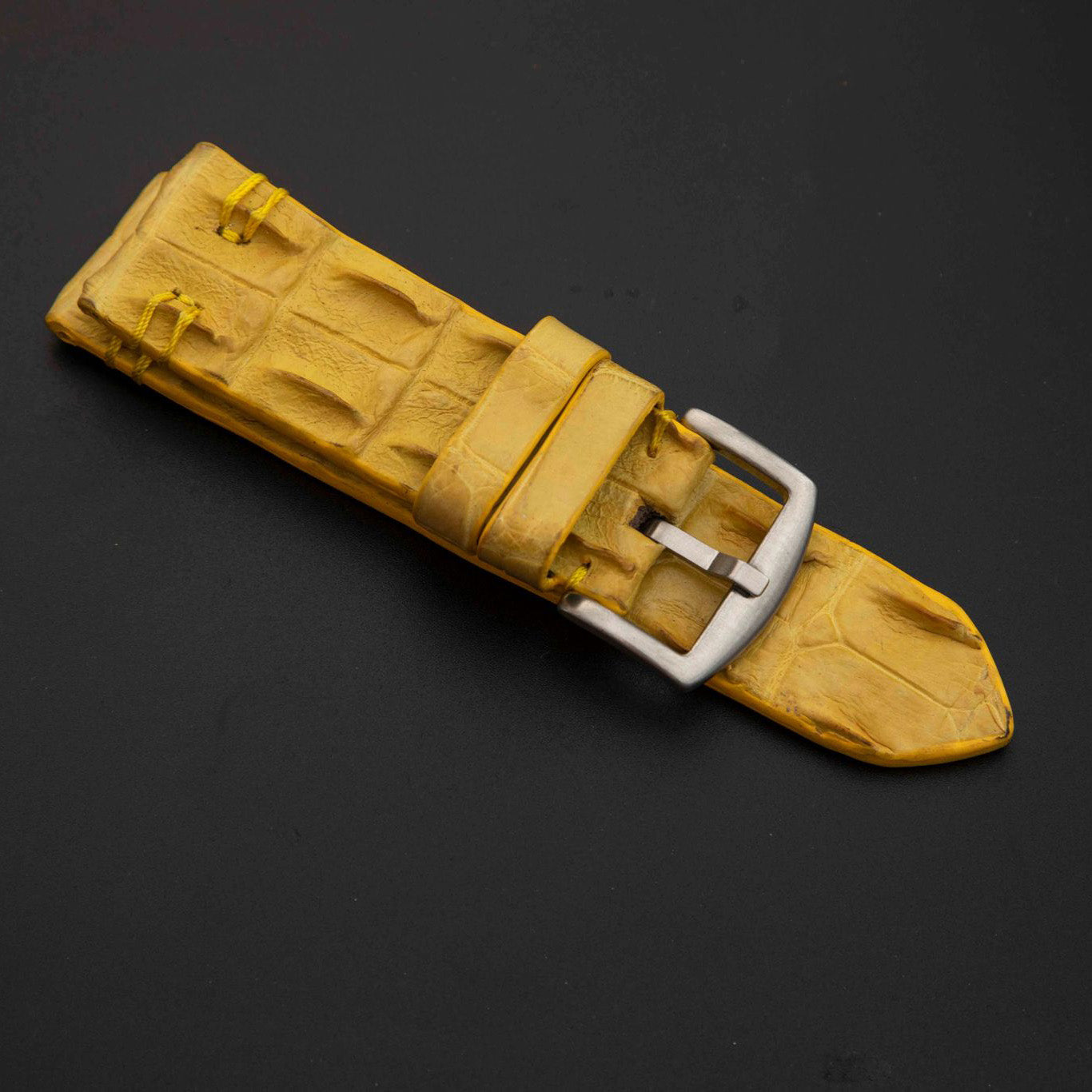 YELLOW CROCODILE HORNBACK LEATHER STRAP