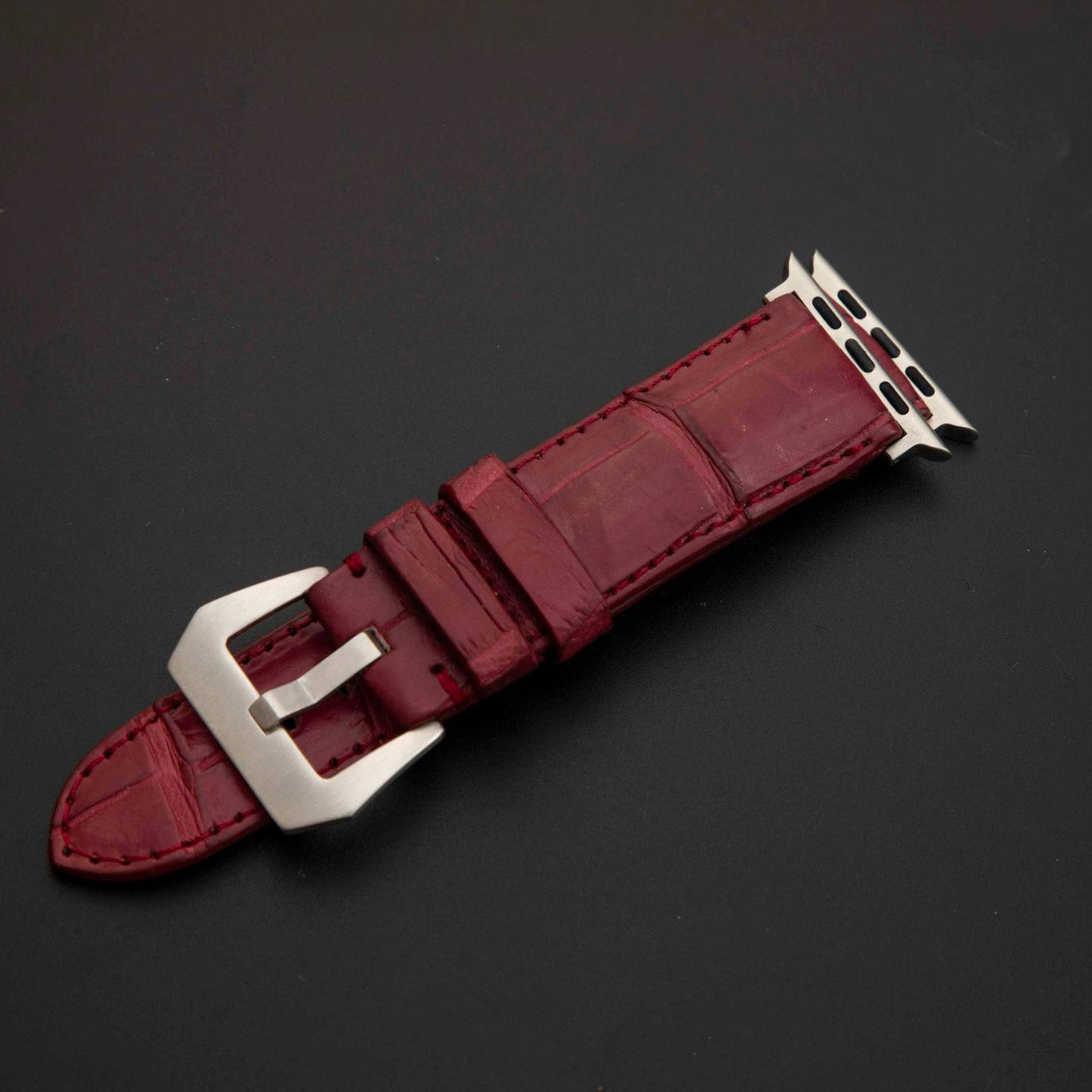 RED CROCODILE BELLY LEATHER STRAP