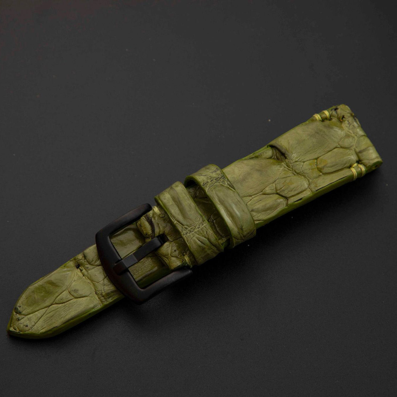 GREEN CROCODILE HORNBACK LEATHER STRAP