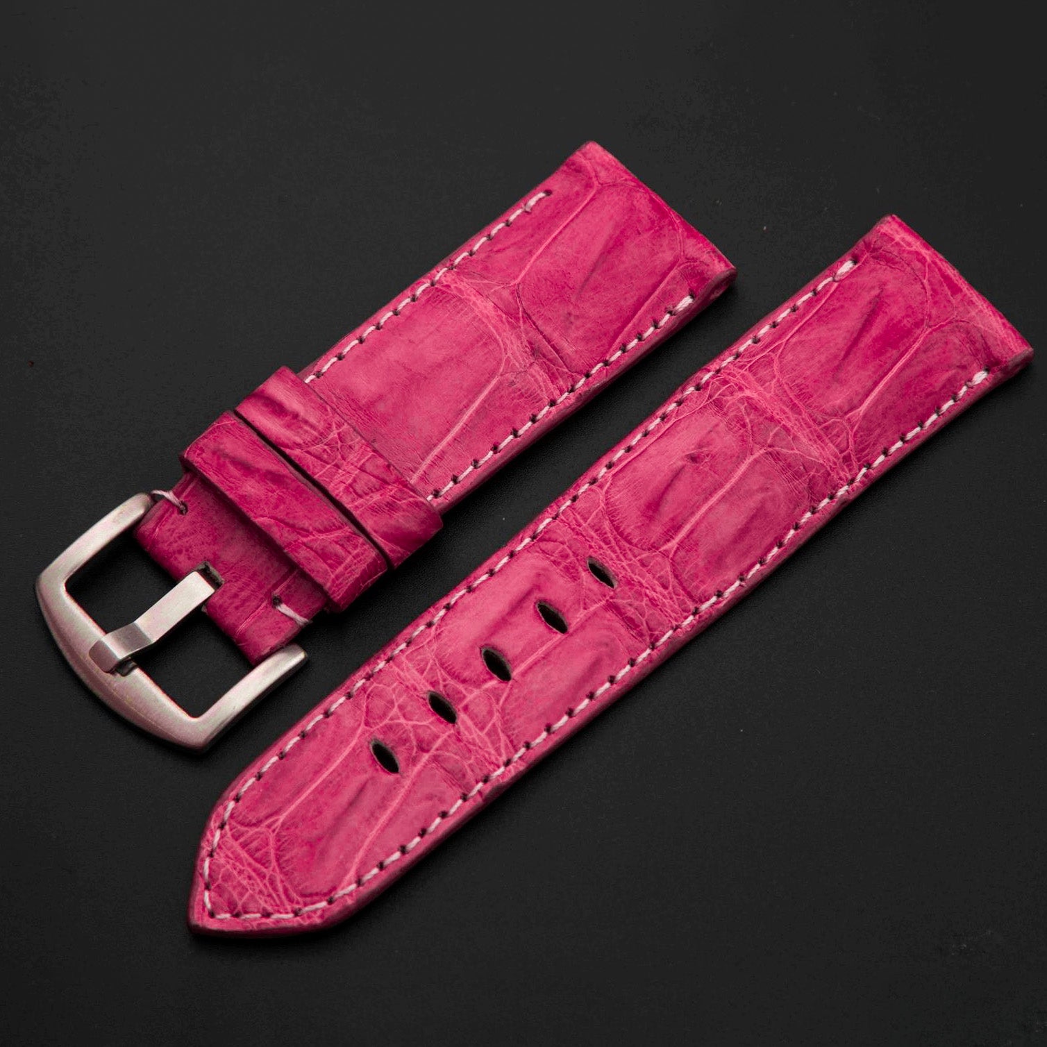 PINK CROCODILE BELLY LEATHER STRAP