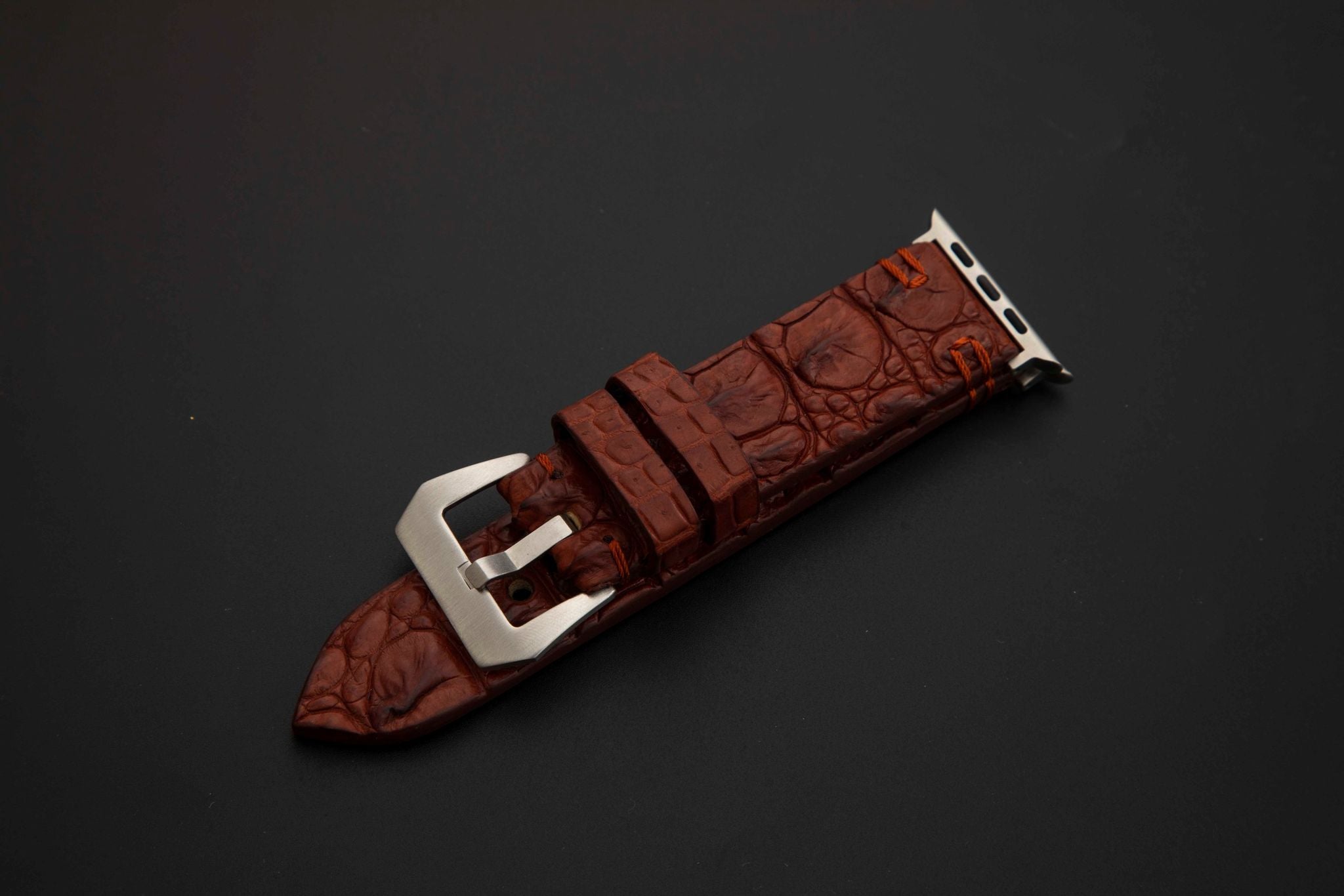 BROWN CROCODILE HORNBACK LEATHER STRAP