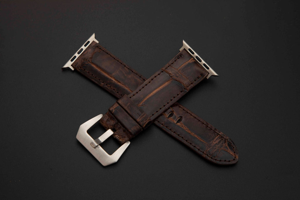 BROWN CROCODILE BELLY LEATHER STRAP