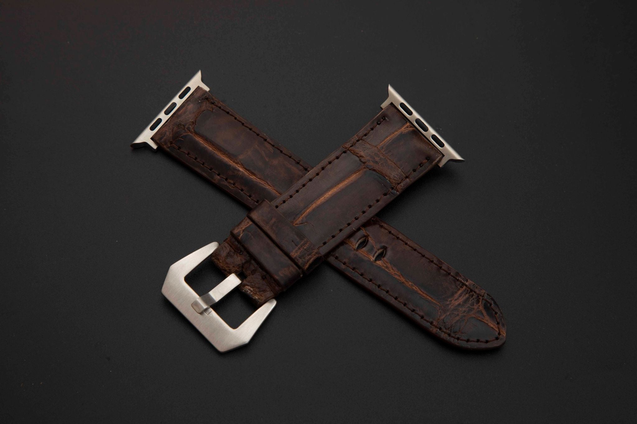 BROWN CROCODILE BELLY LEATHER STRAP