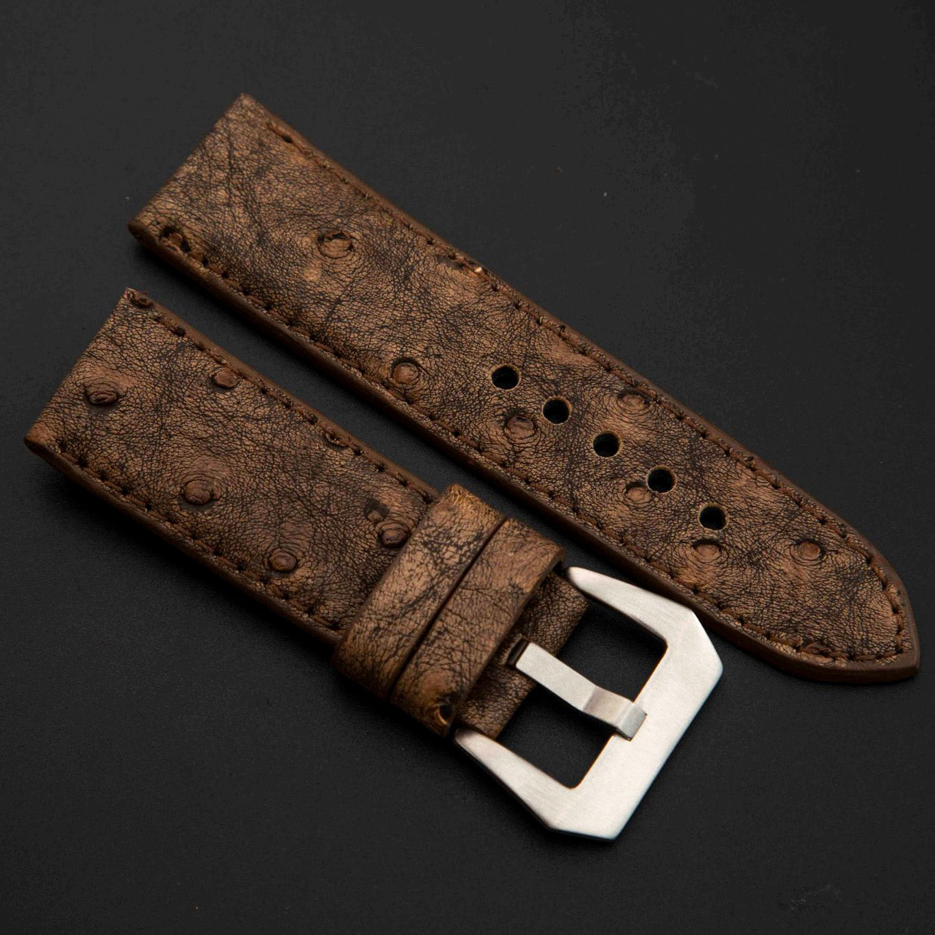 BROWN OSTRICH LEATHER STRAP