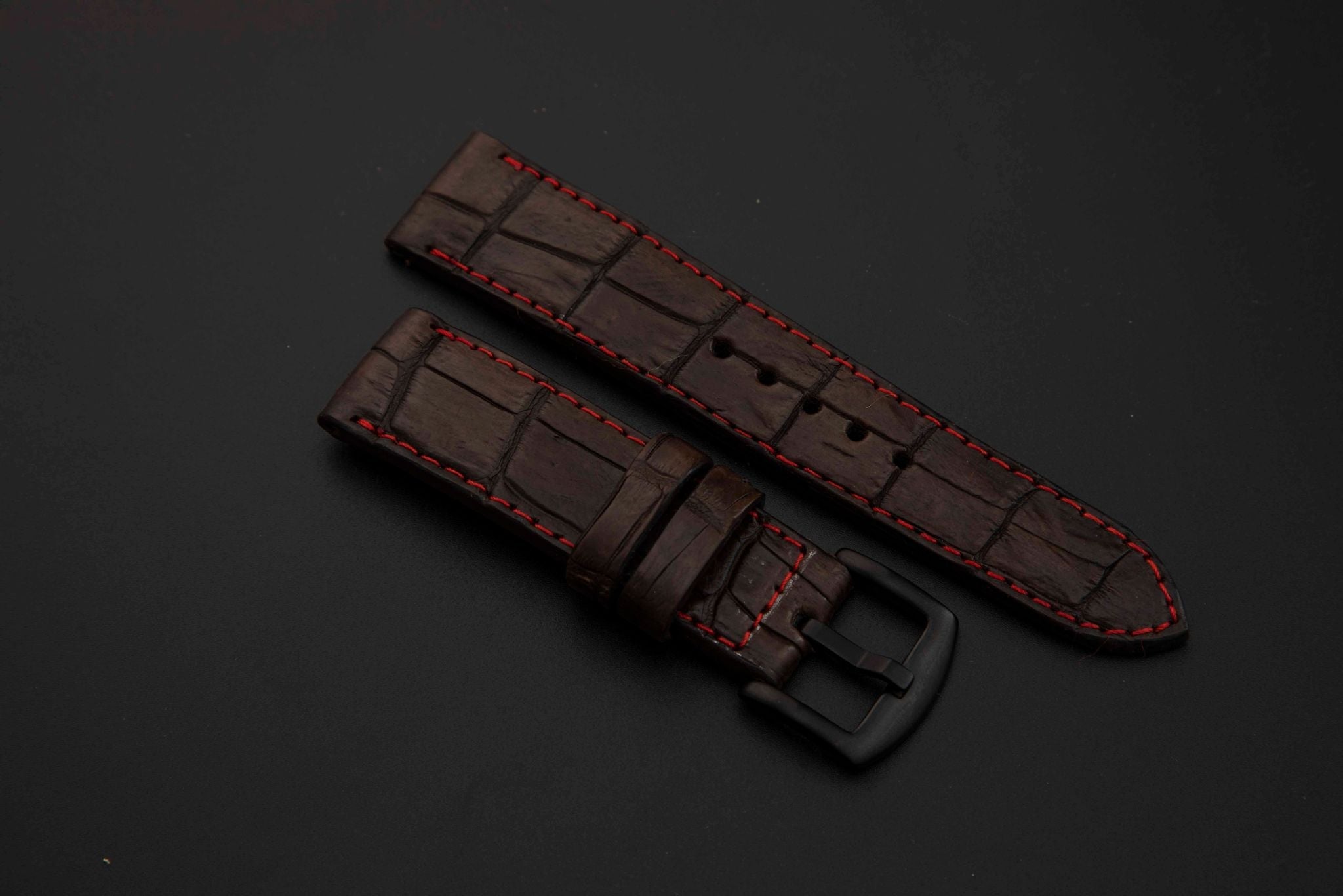 BROWN CROCODILE BELLY LEATHER STRAP