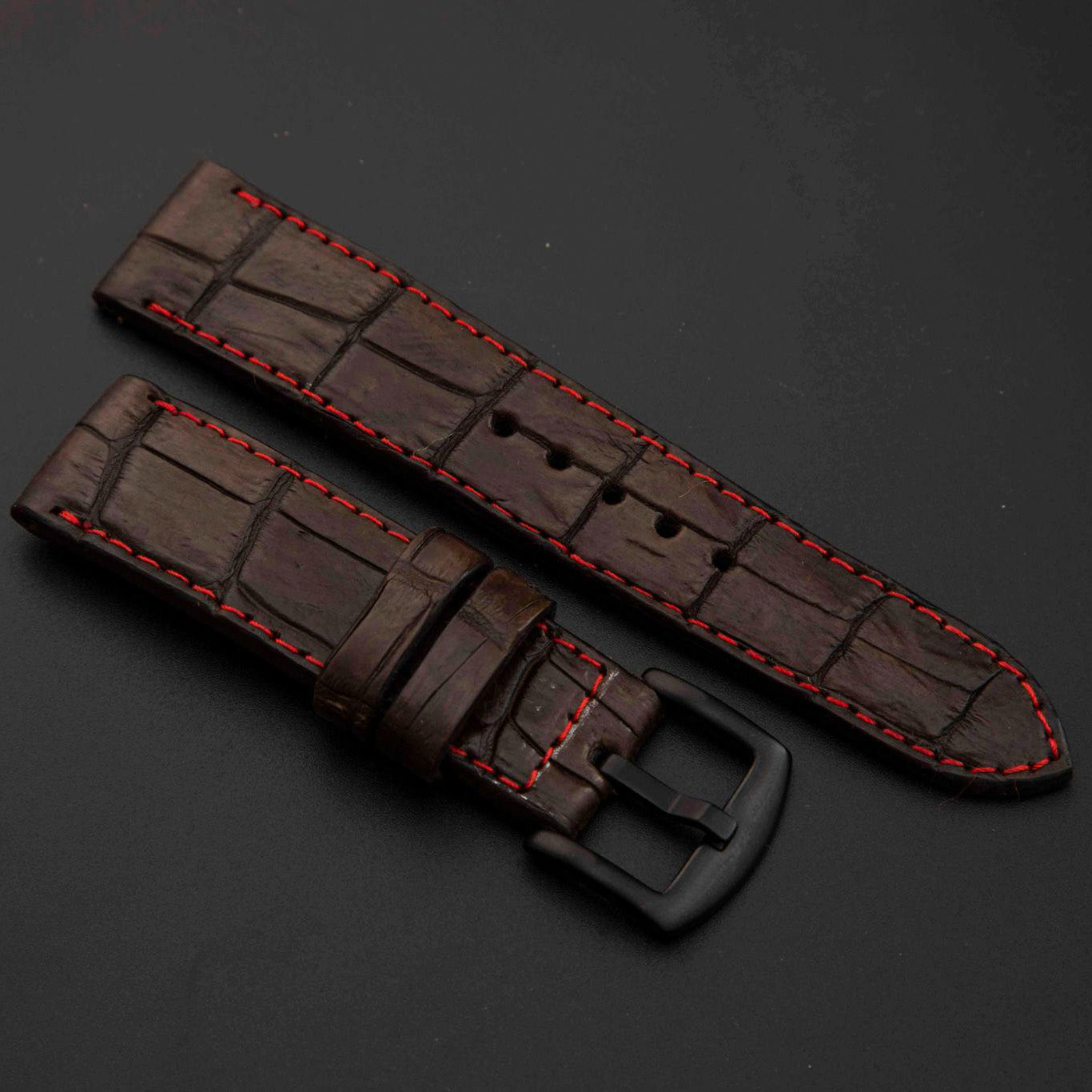 BROWN CROCODILE BELLY LEATHER STRAP