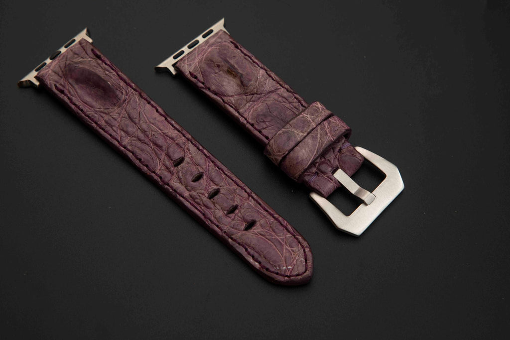PURPLE CROCODILE HORNBACK LEATHER STRAP