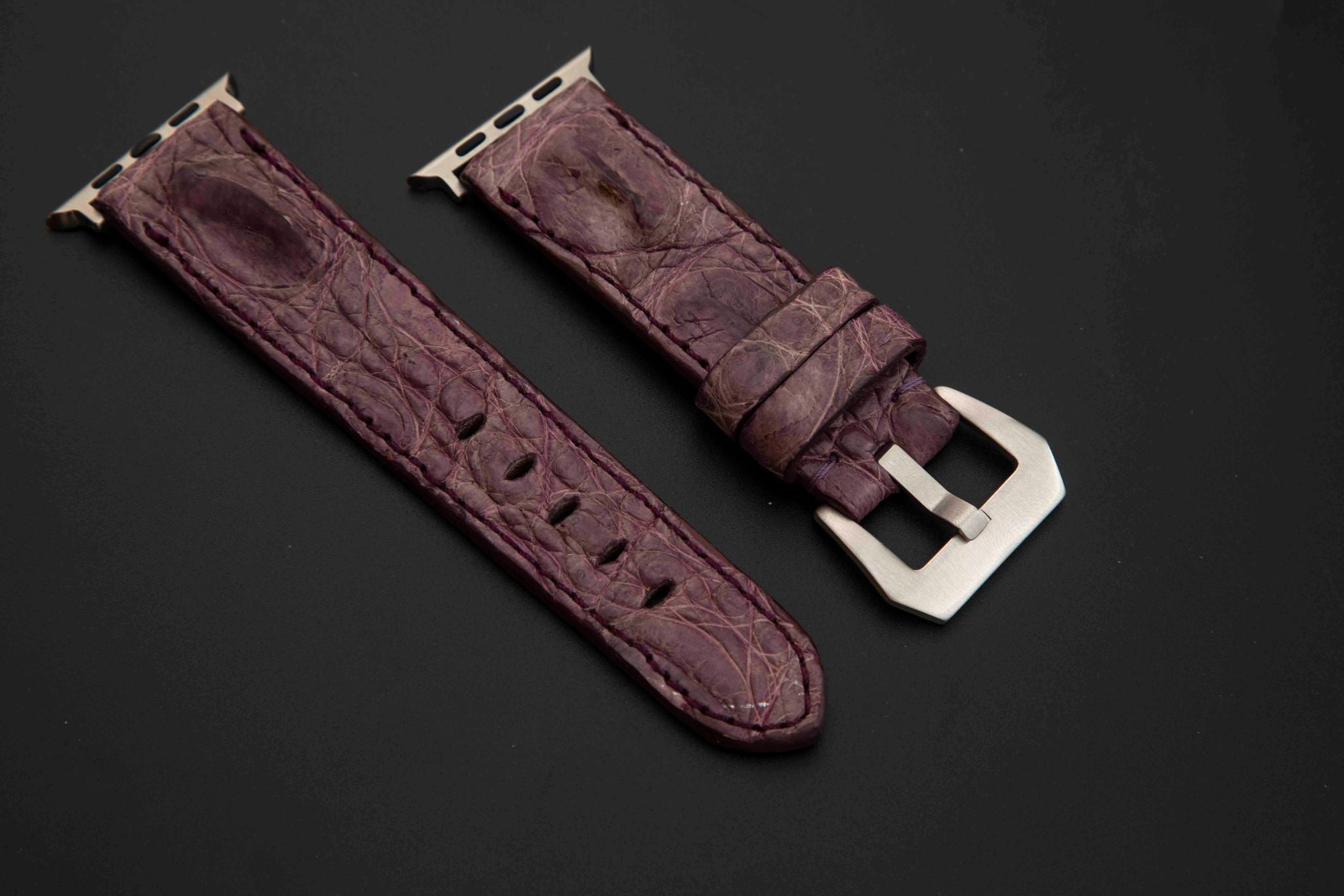 PURPLE CROCODILE HORNBACK LEATHER STRAP