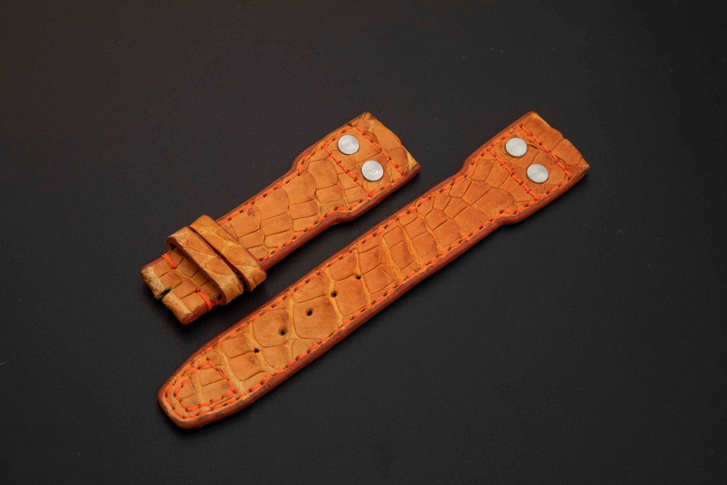 ORANGE CROCODILE HORNBACK LEATHER STRAP
