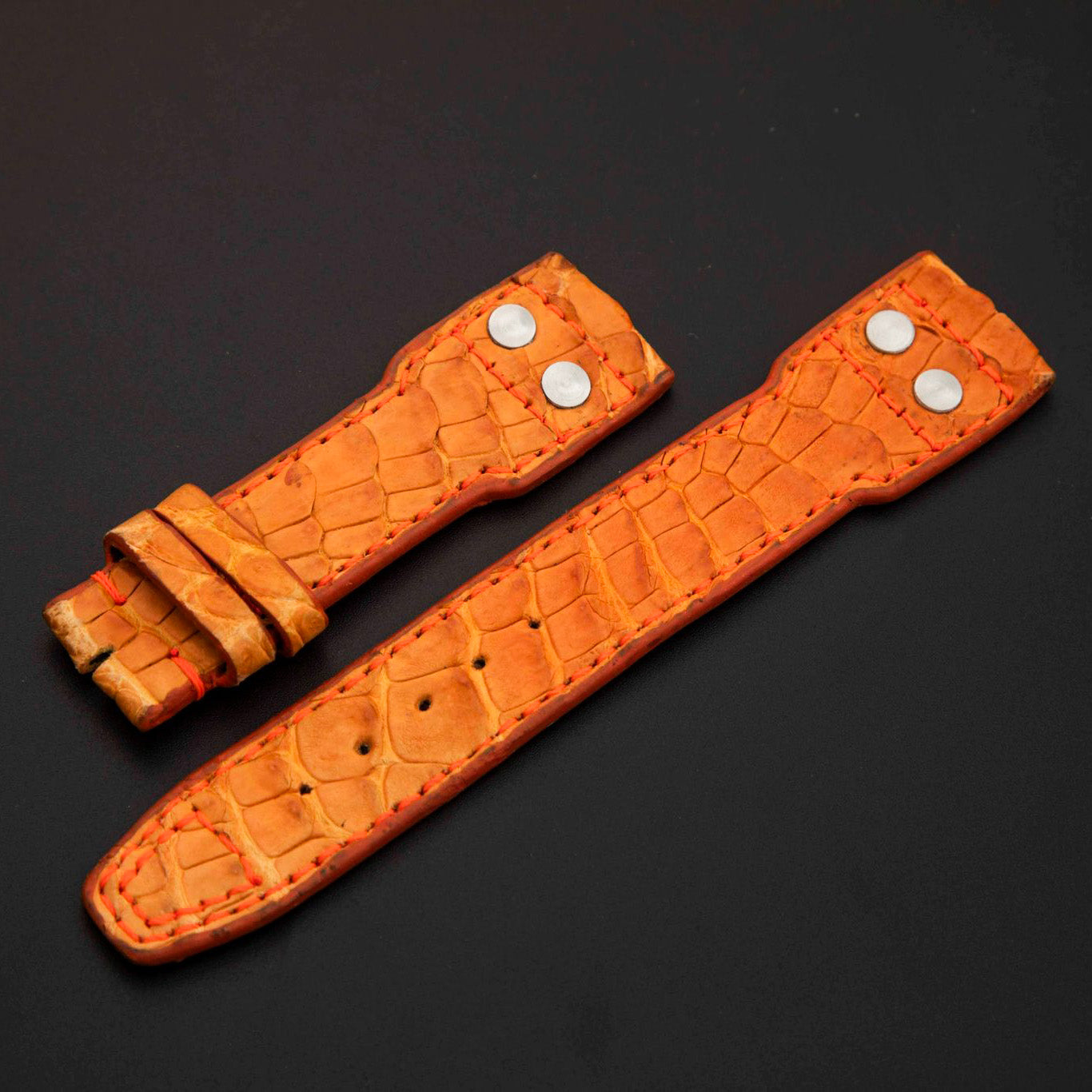 ORANGE CROCODILE HORNBACK LEATHER STRAP