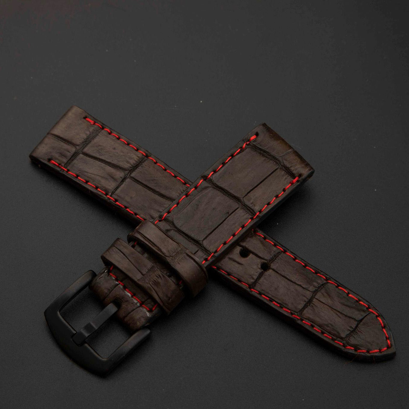 BROWN CROCODILE BELLY LEATHER STRAP