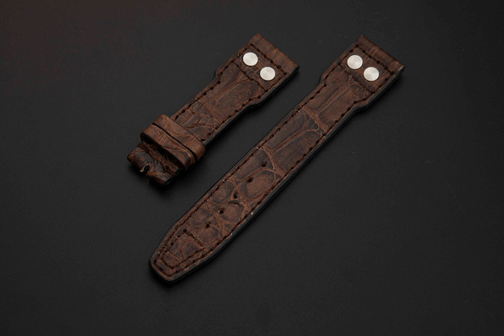 BROWN CROCODILE BELLY LEATHER STRAP