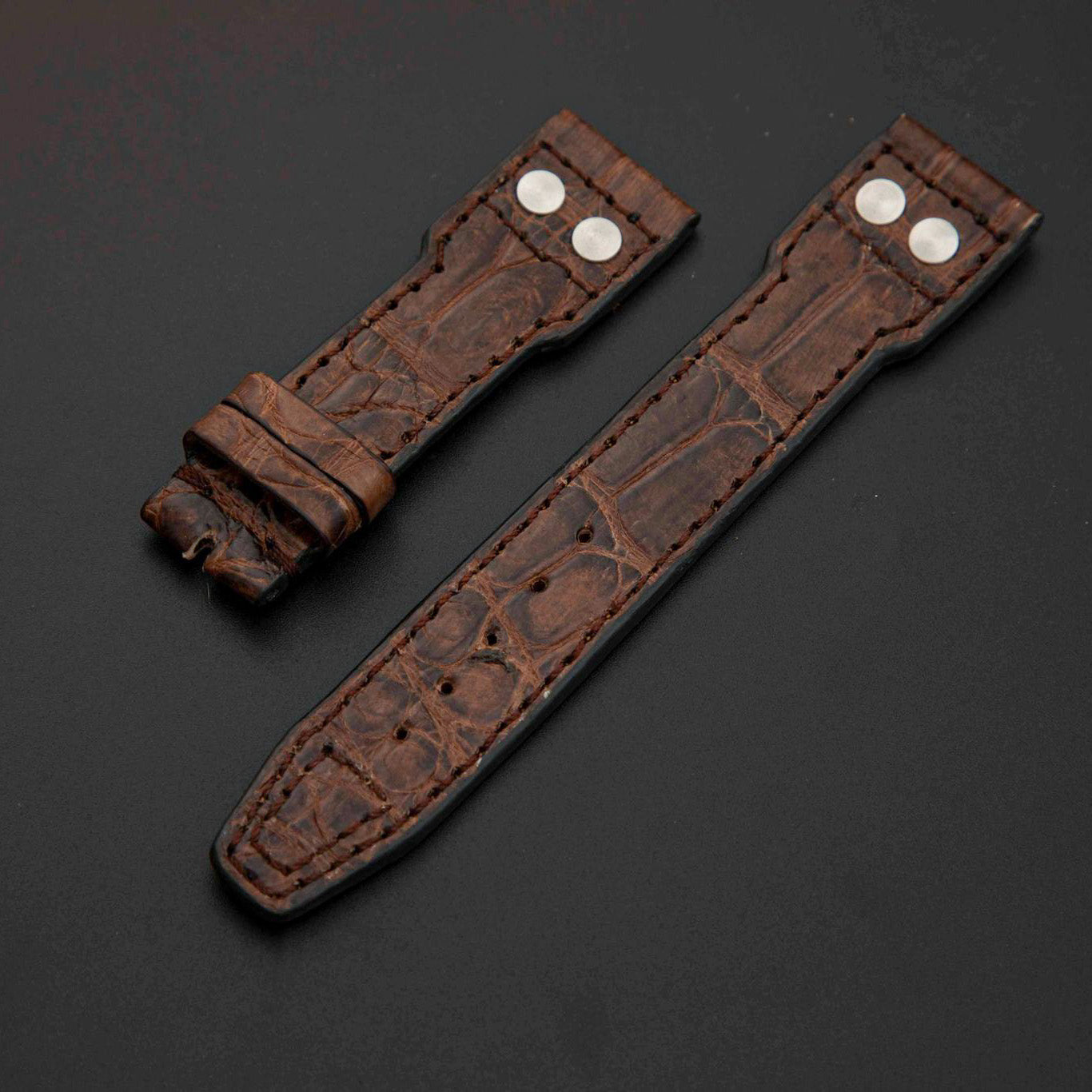 BROWN CROCODILE BELLY LEATHER STRAP