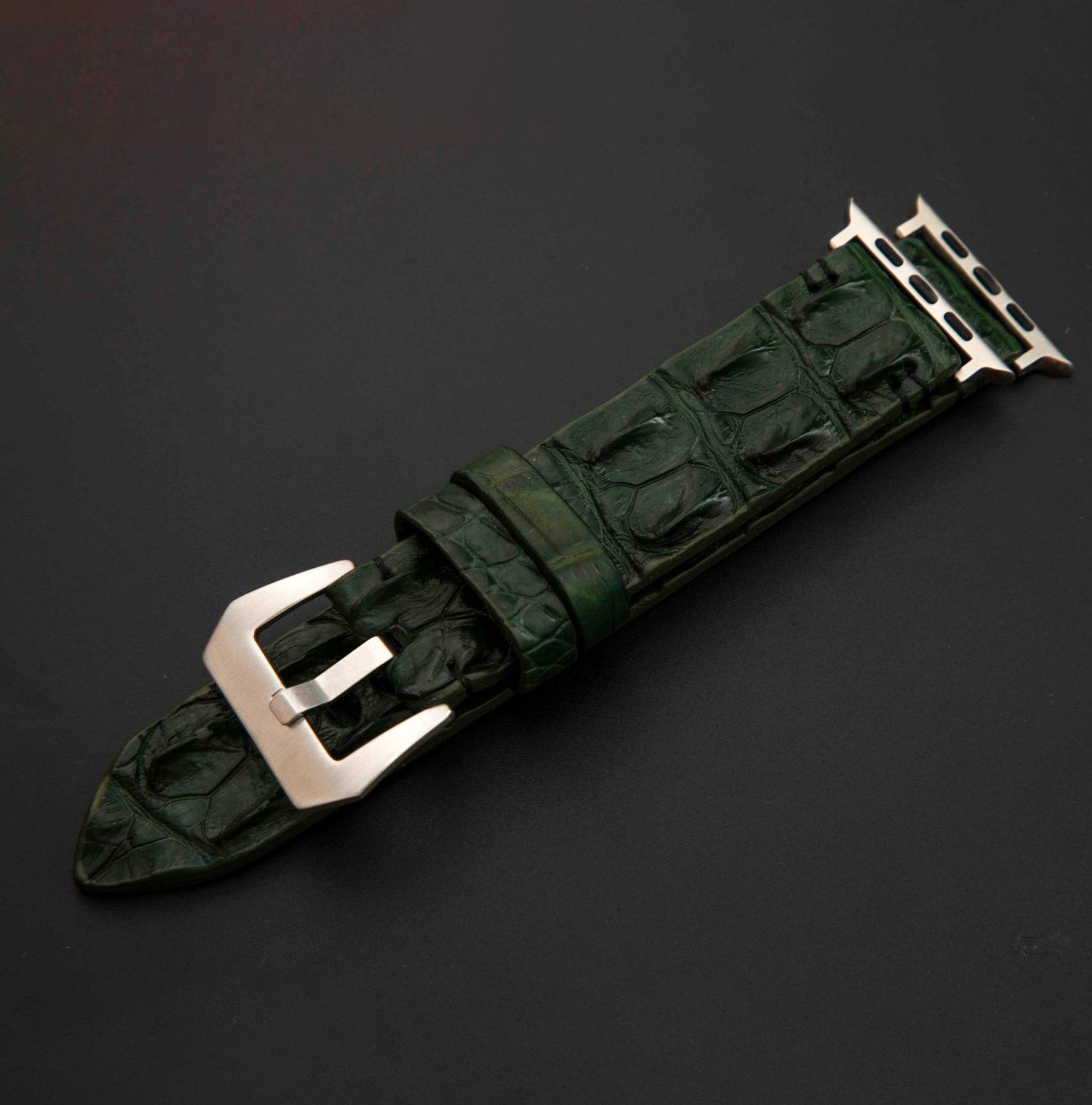 GREEN CROCODILE HORNBACK LEATHER STRAP