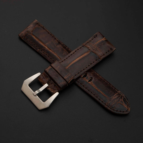 BROWN CROCODILE BELLY LEATHER STRAP