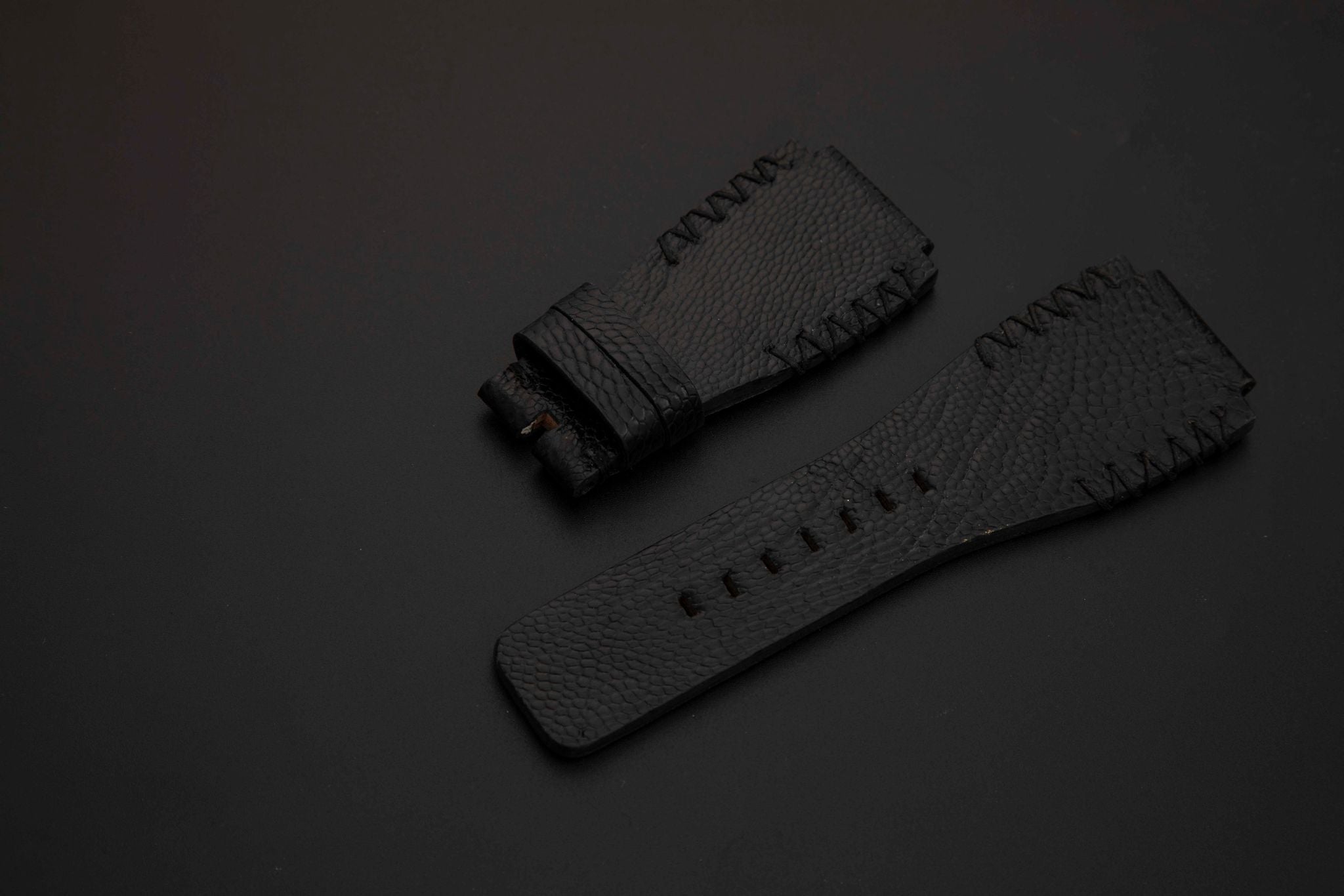 BLACK OSTRICH LEATHER STRAP