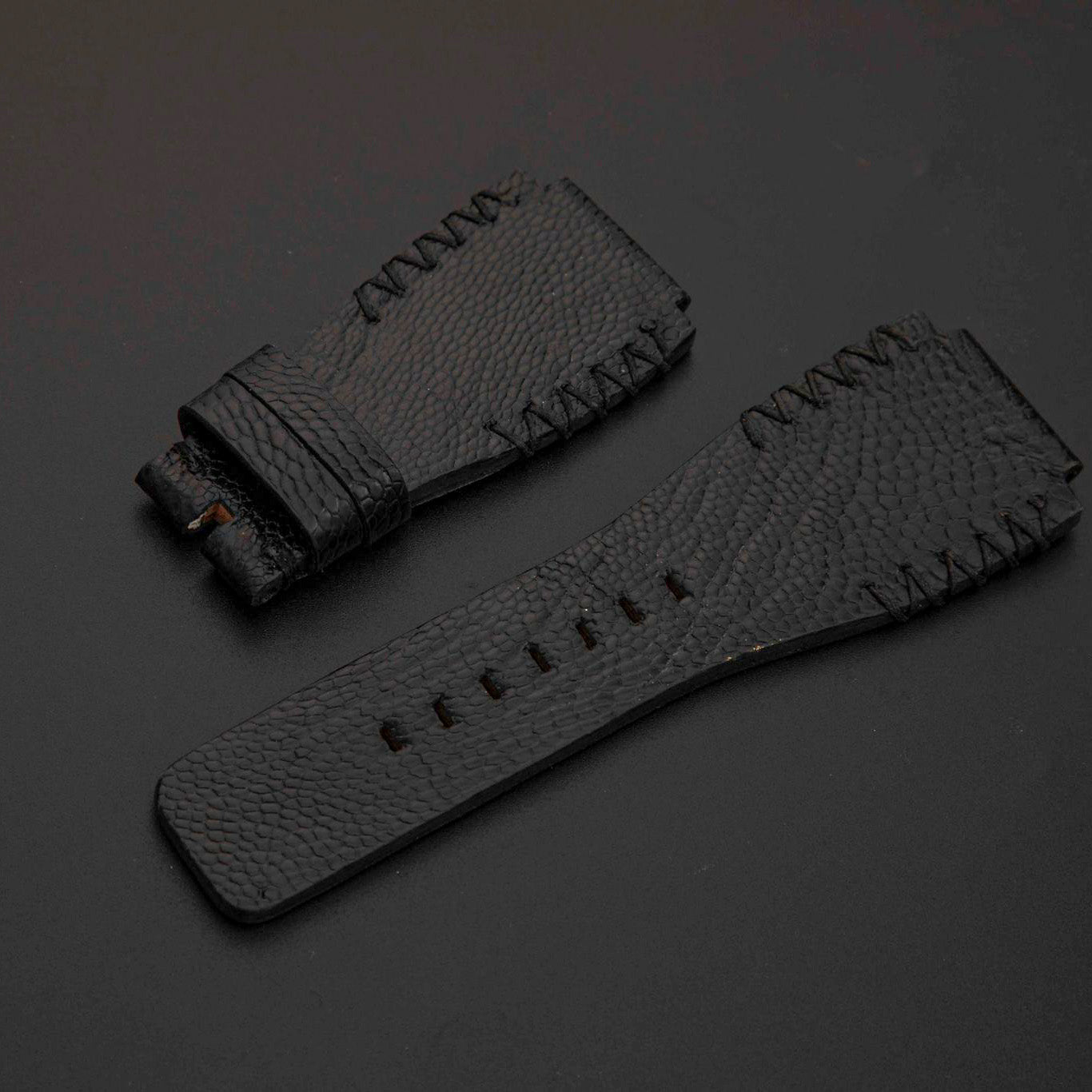 BLACK OSTRICH LEATHER STRAP