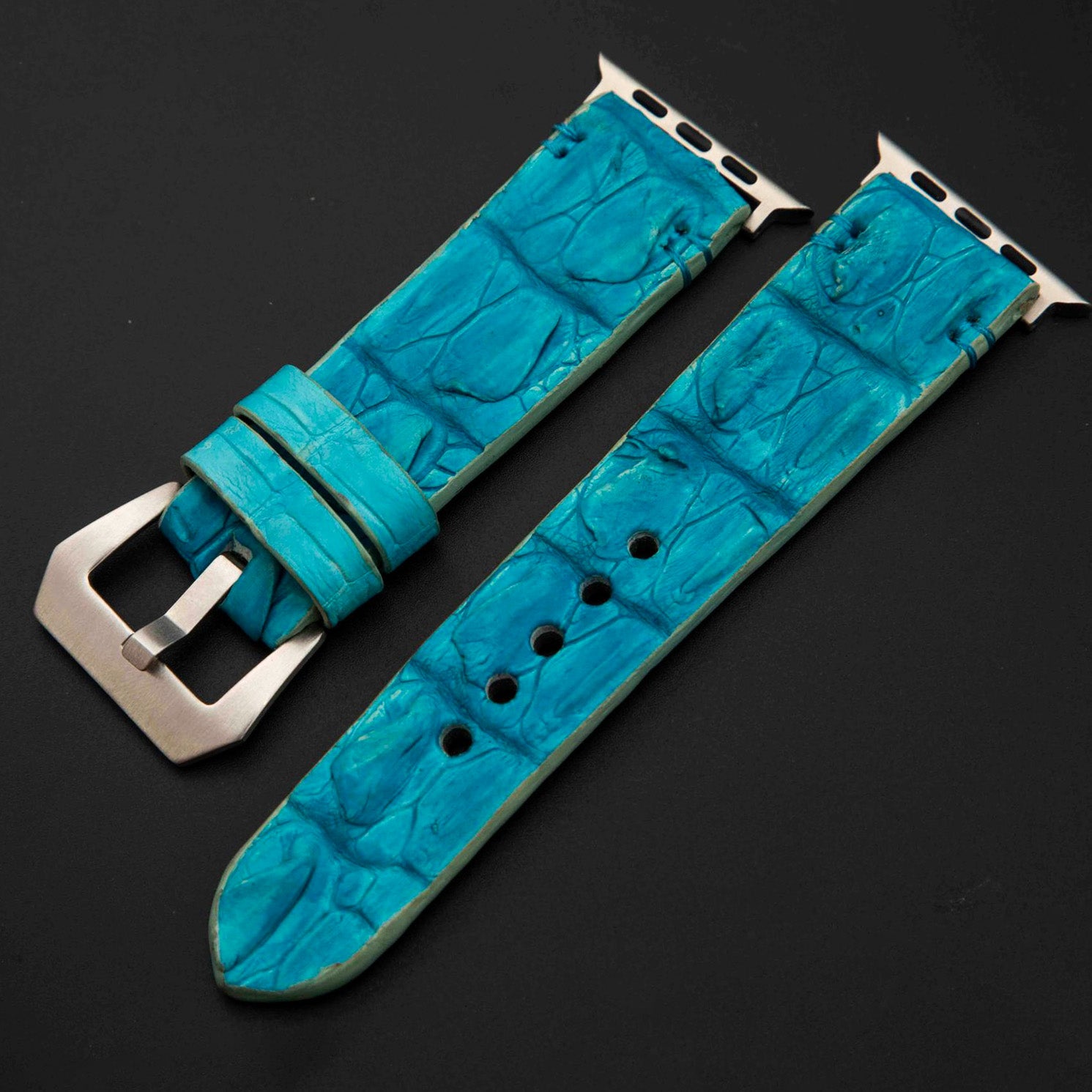 BLUE CROCODILE HORNBACK LEATHER STRAP
