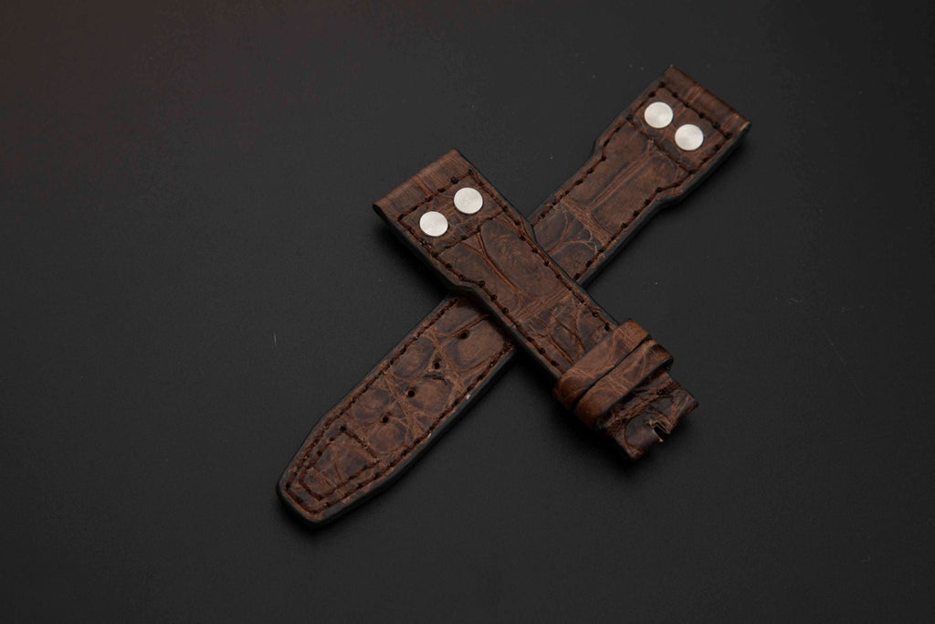 BROWN CROCODILE BELLY LEATHER STRAP