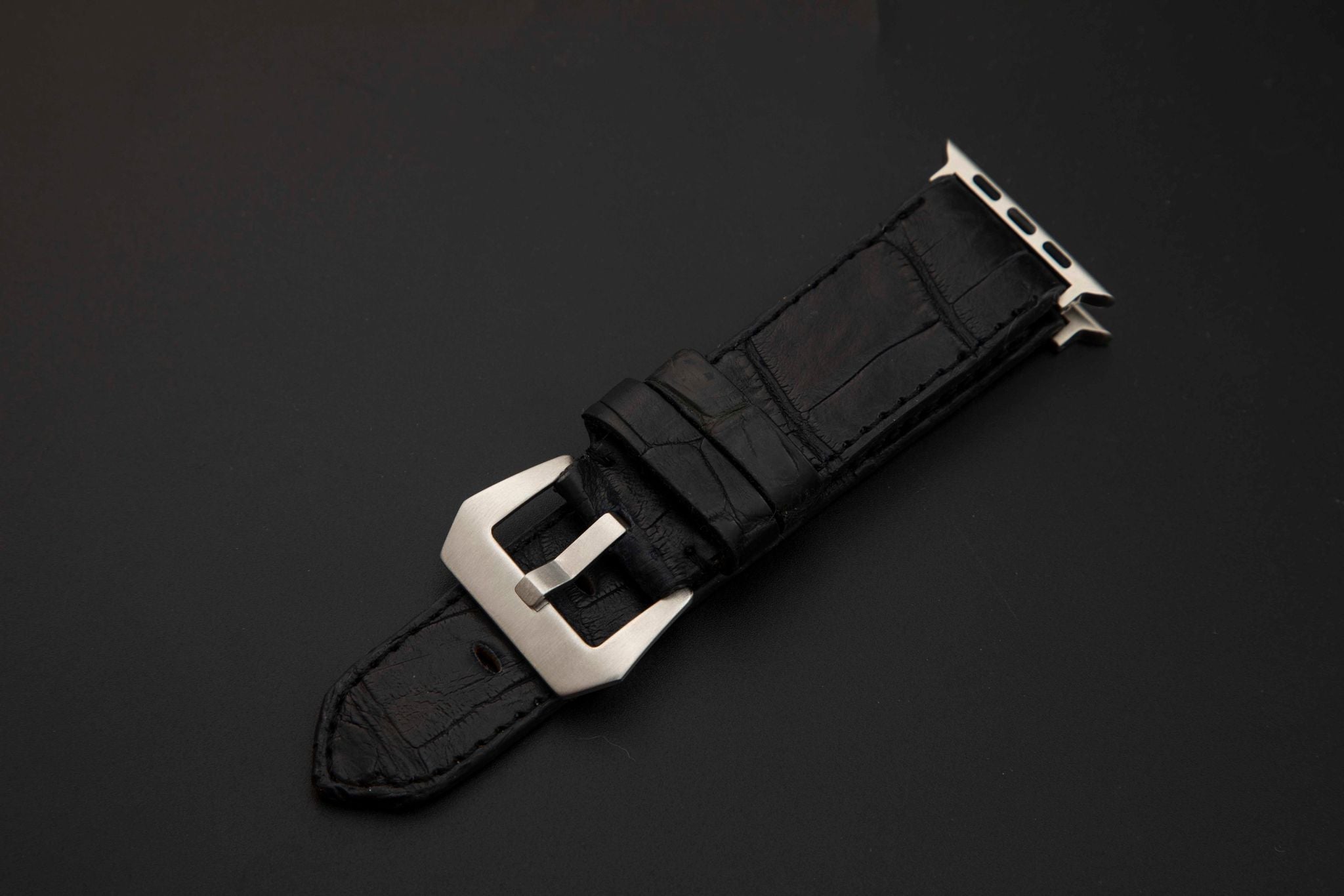 BLACK CROCODILE BELLY LEATHER STRAP - Lac Crado 