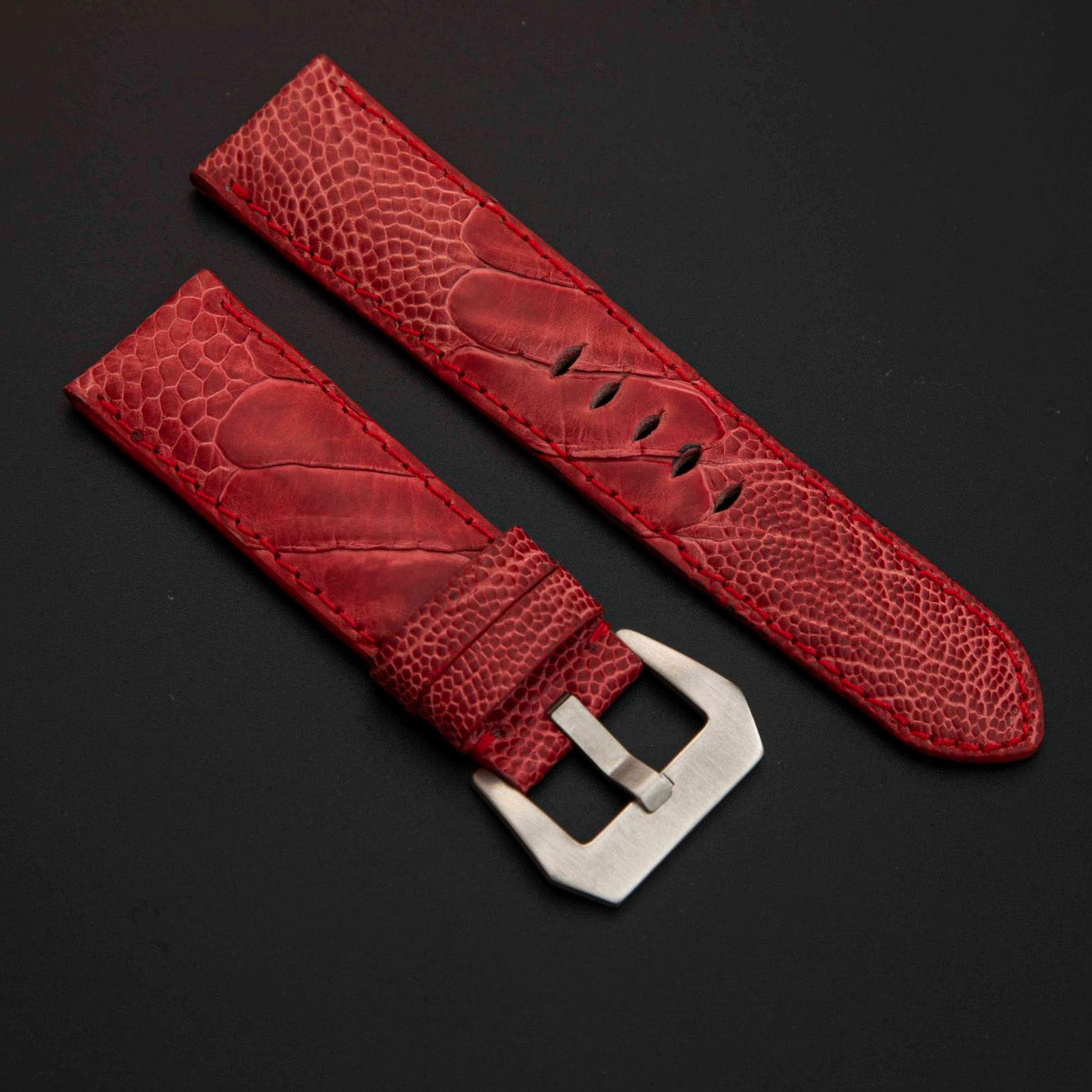RED OSTRICH LEATHER STRAP