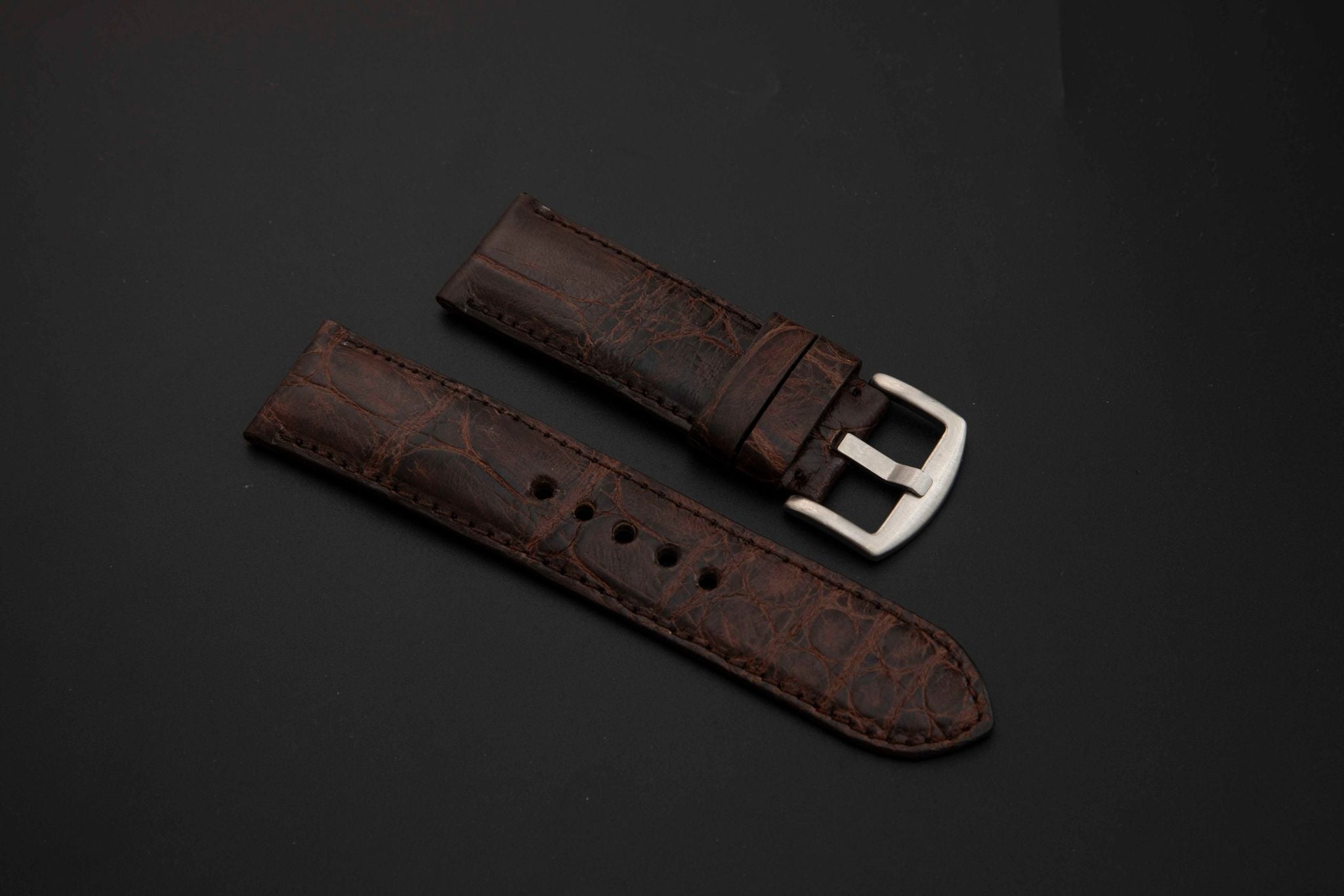 BROWN CROCODILE BELLY LEATHER STRAP