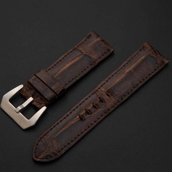BROWN CROCODILE BELLY LEATHER STRAP