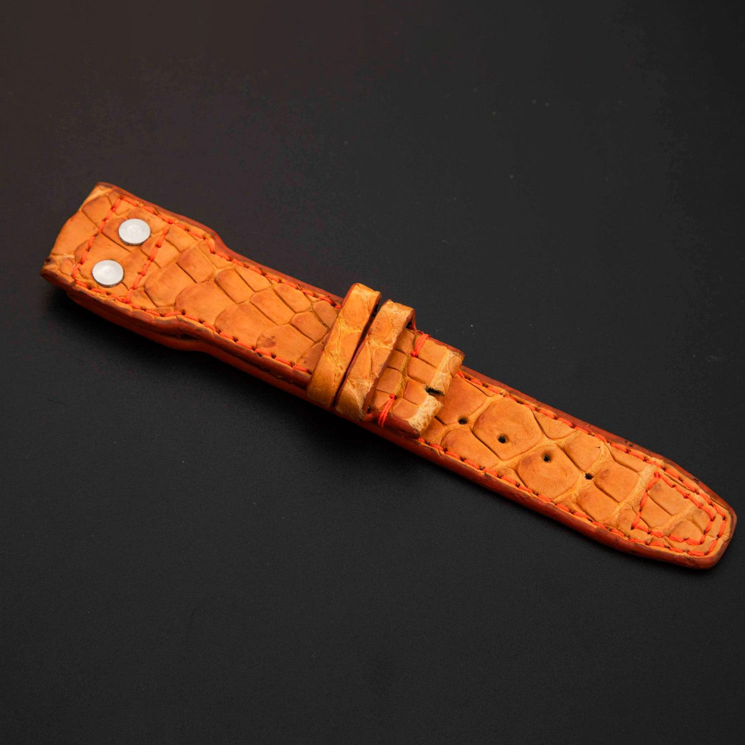 ORANGE CROCODILE HORNBACK LEATHER STRAP