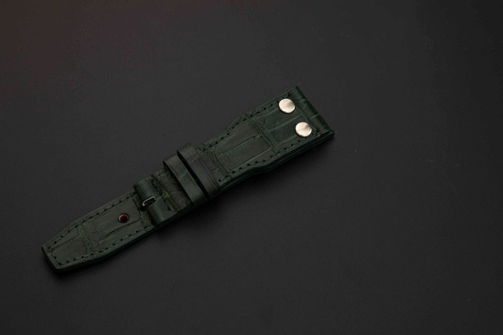 GREEN CROCODILE BELLY LEATHER STRAP