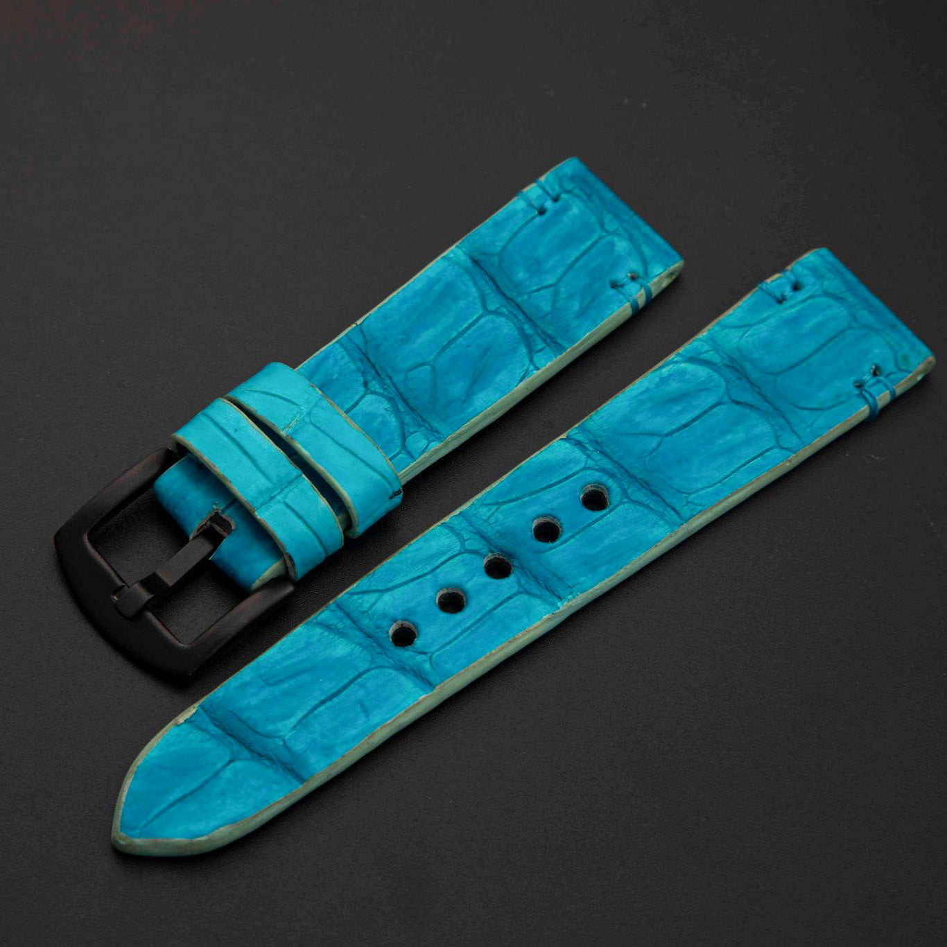 BLUE CROCODILE HORNBACK LEATHER STRAP
