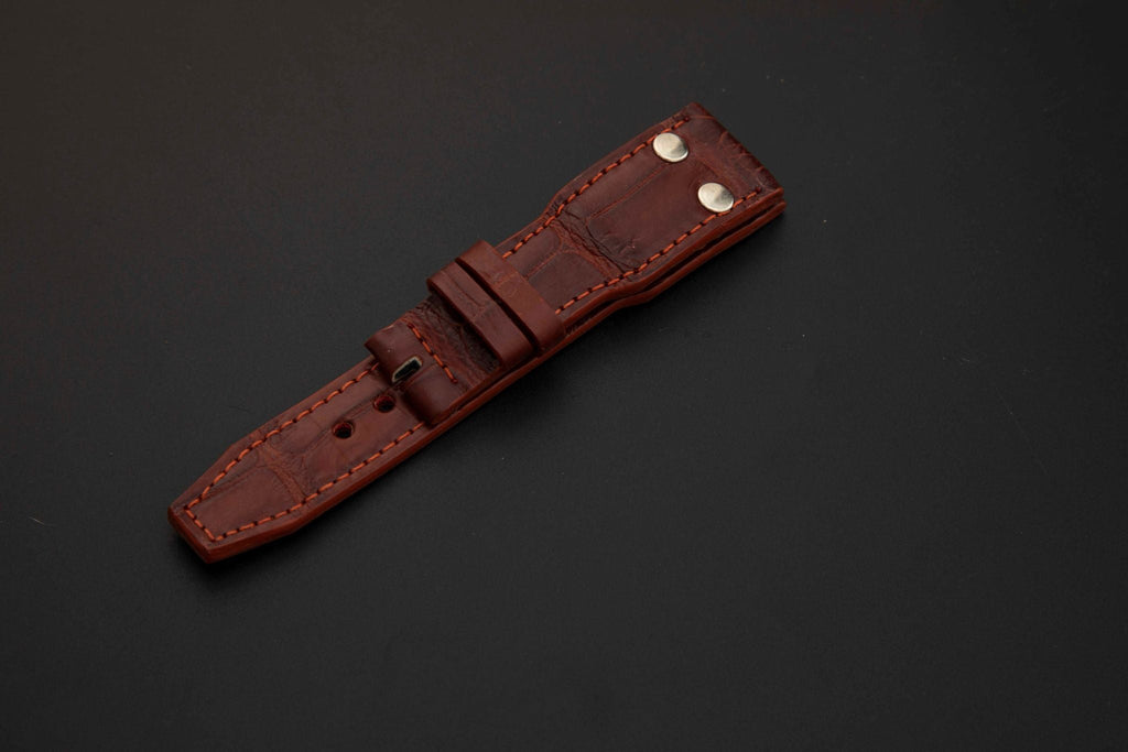 BROWN CROCODILE BELLY LEATHER STRAP