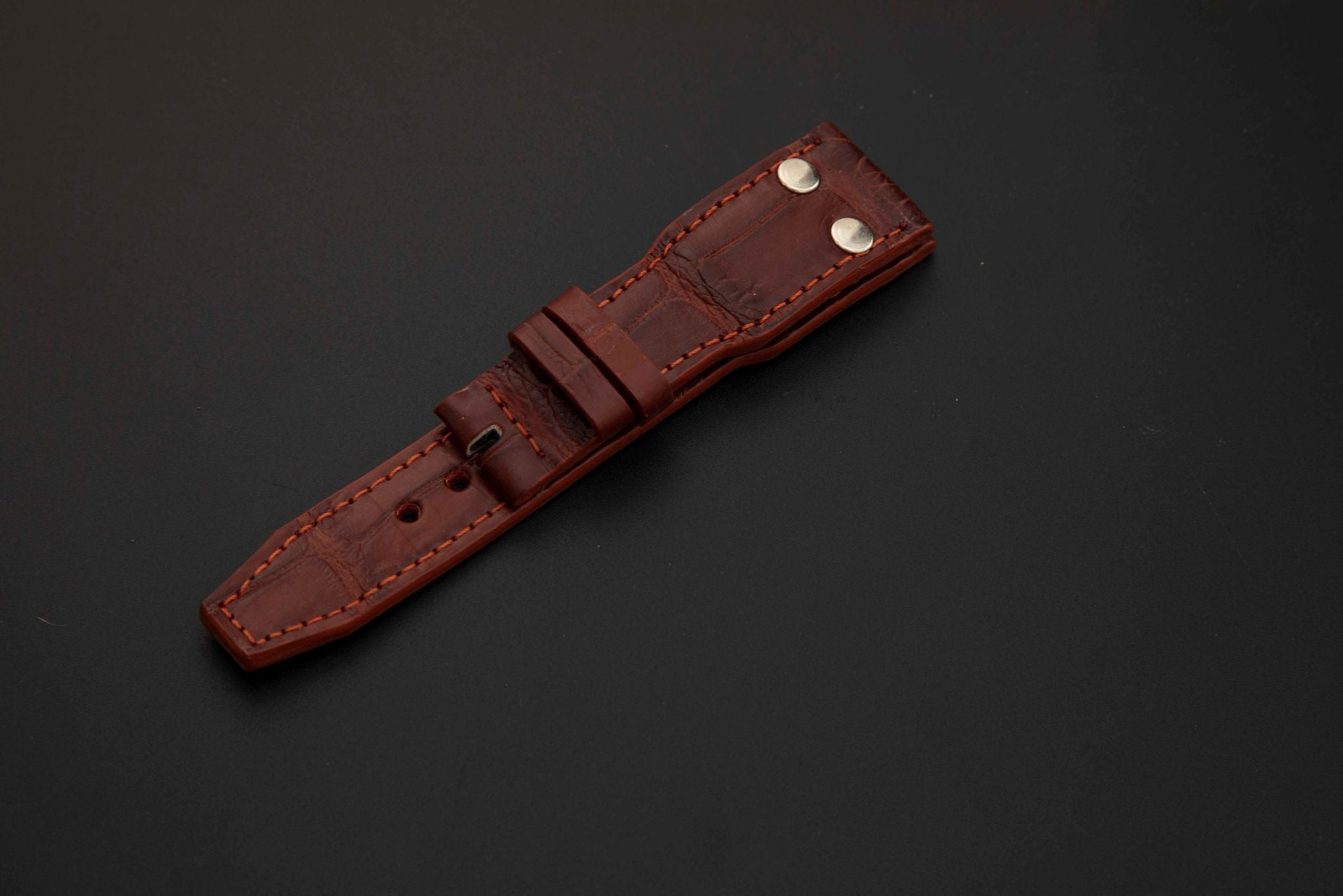 BROWN CROCODILE BELLY LEATHER STRAP