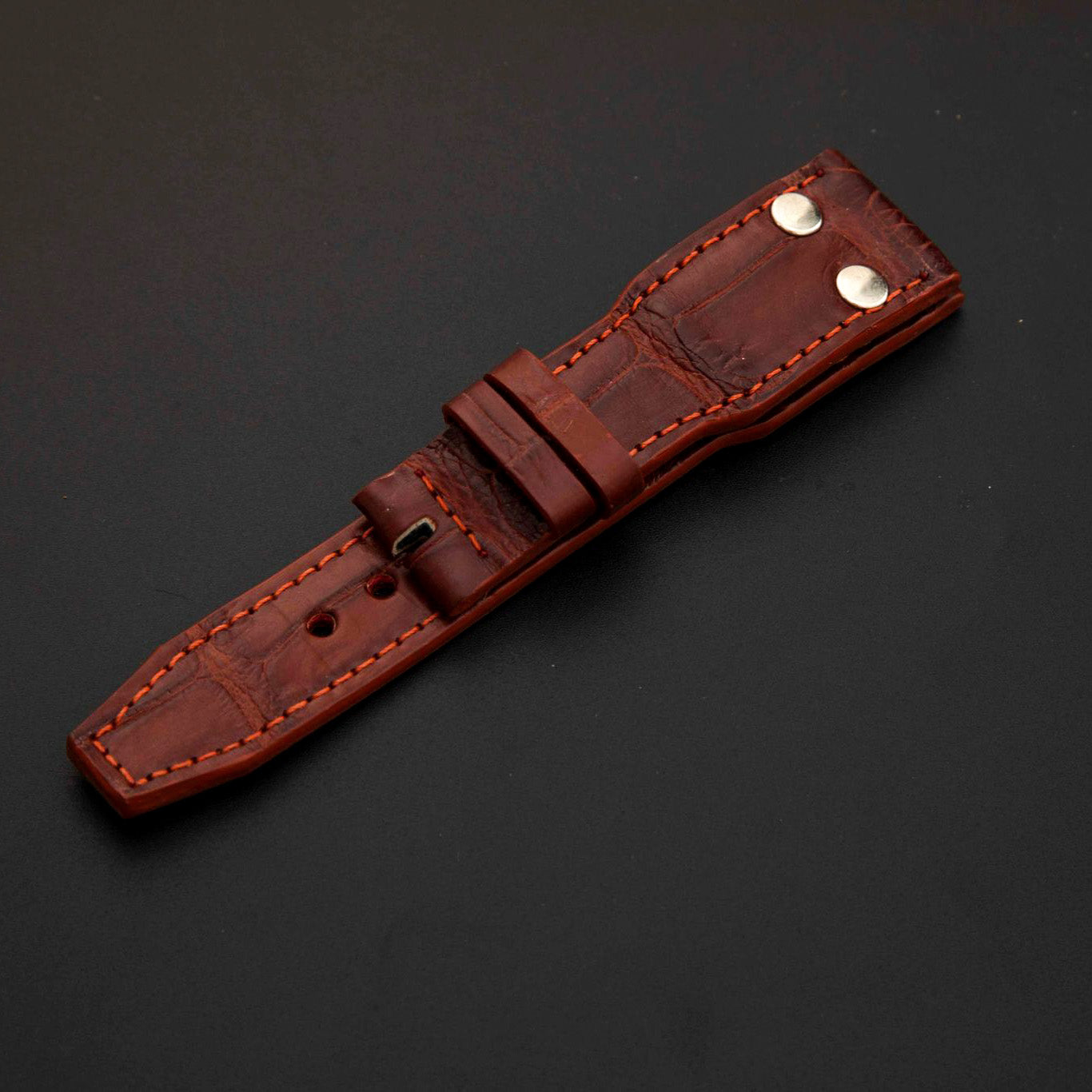 BROWN CROCODILE BELLY LEATHER STRAP